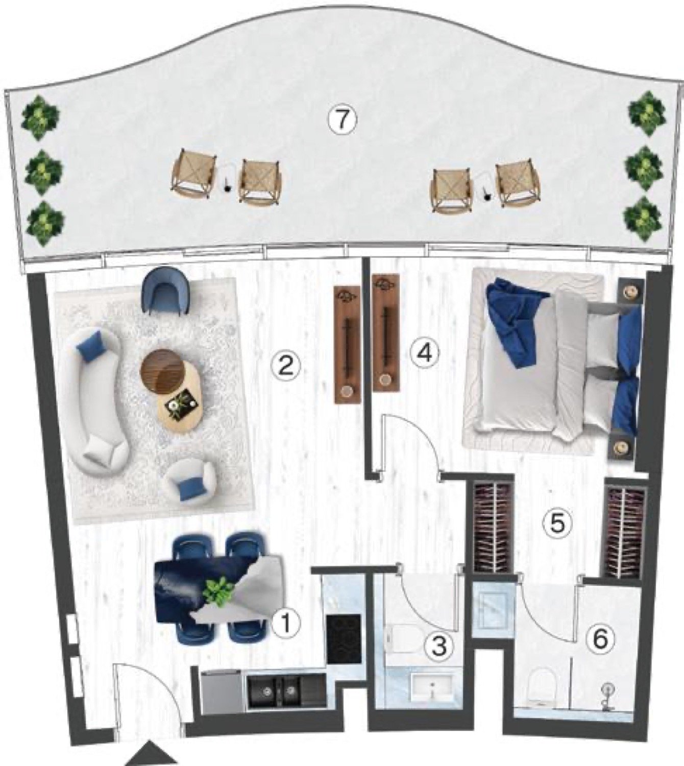 Radisson Blu Residences 1 BR floor plan