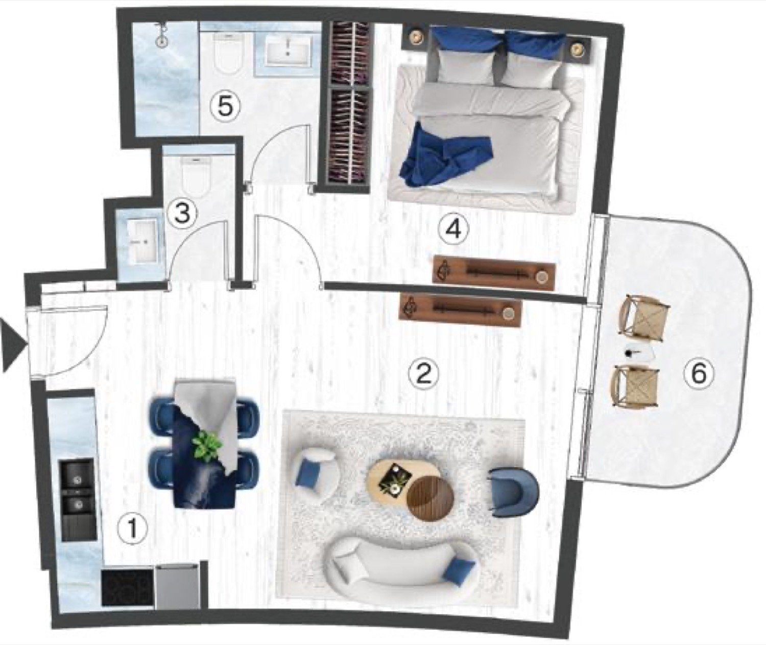 Radisson Blu Residences 1 BR floor plan