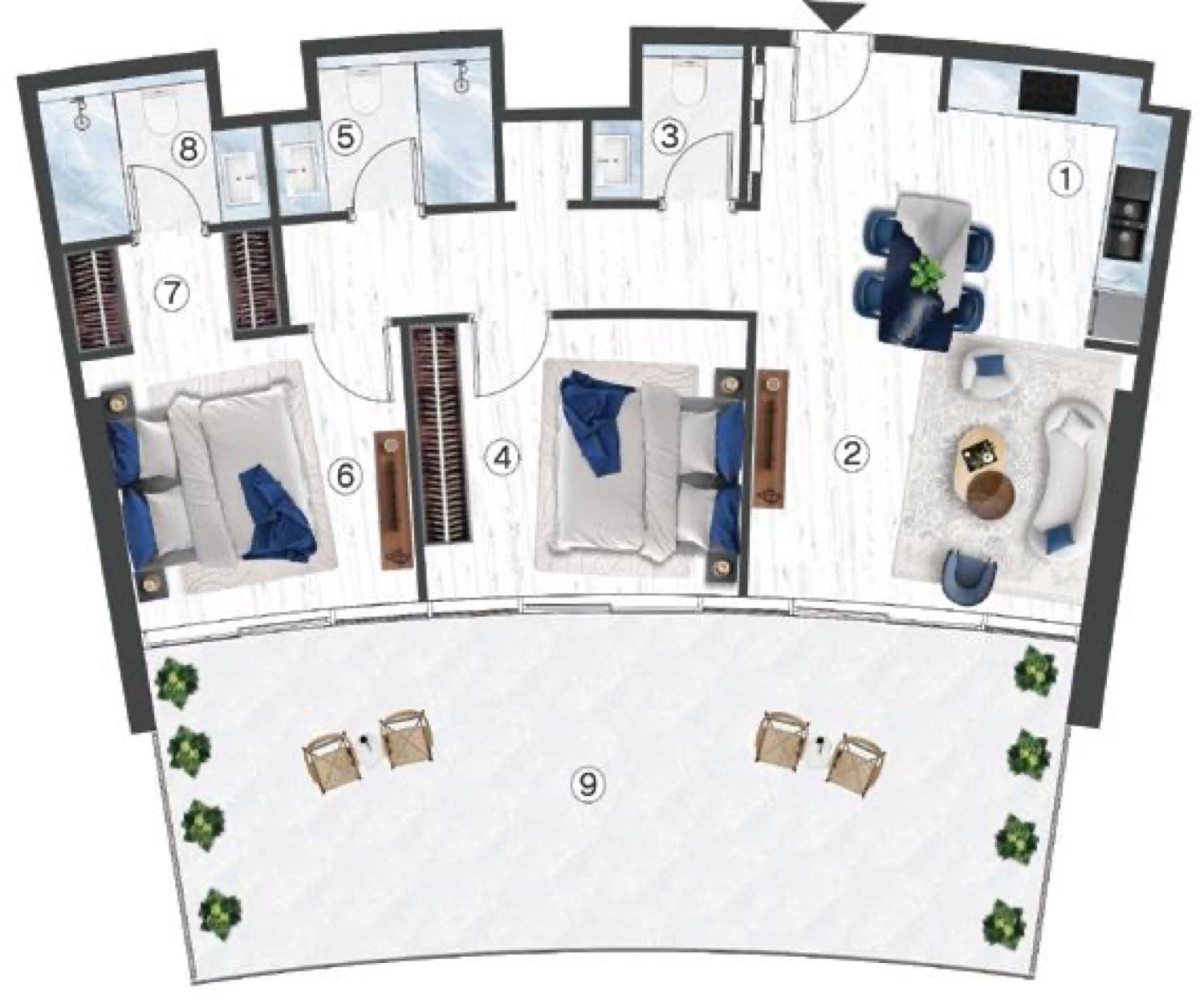 Radisson Blu Residences 2 BR floor plan