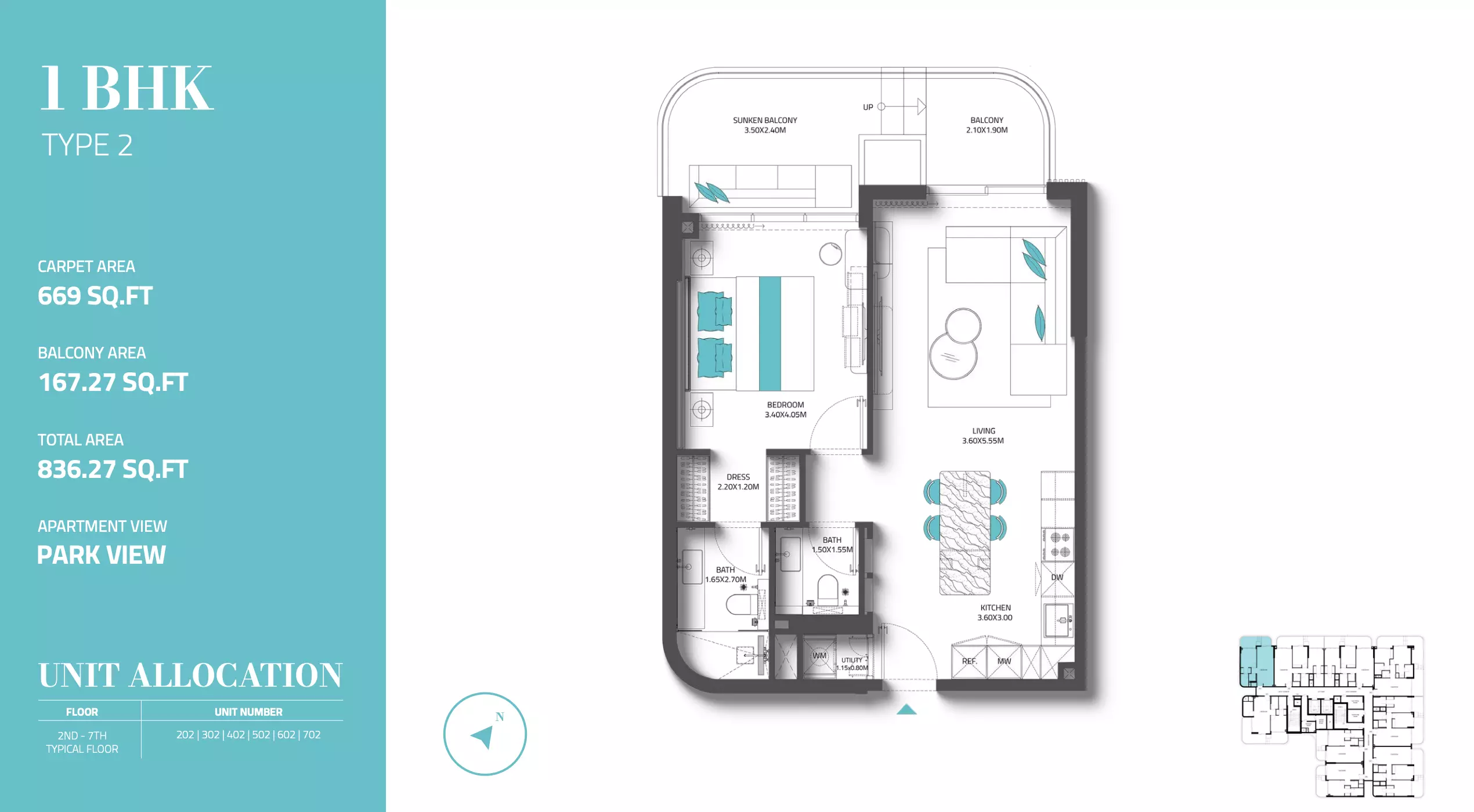 Reef 997 1 BR floor plan