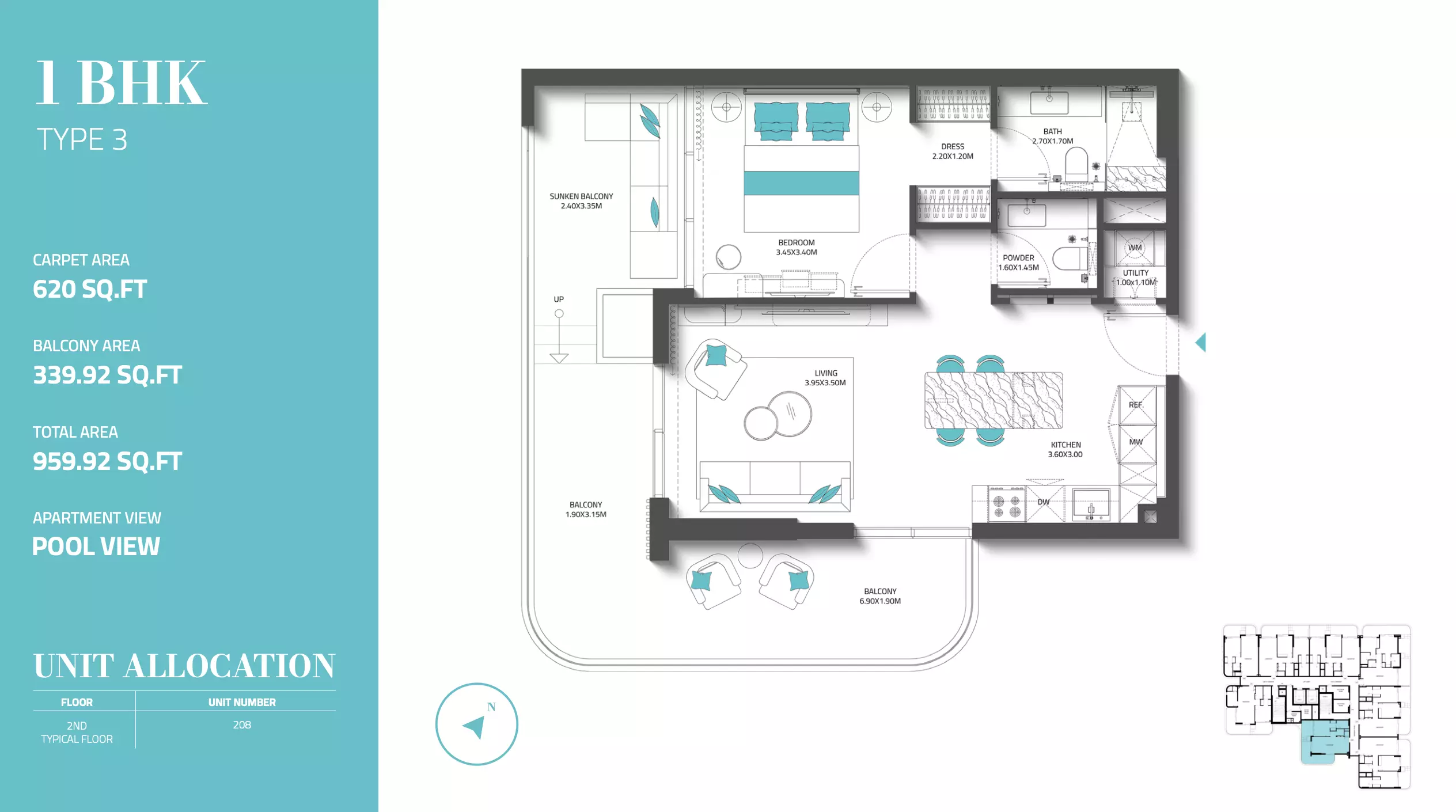 Reef 997 1 BR floor plan