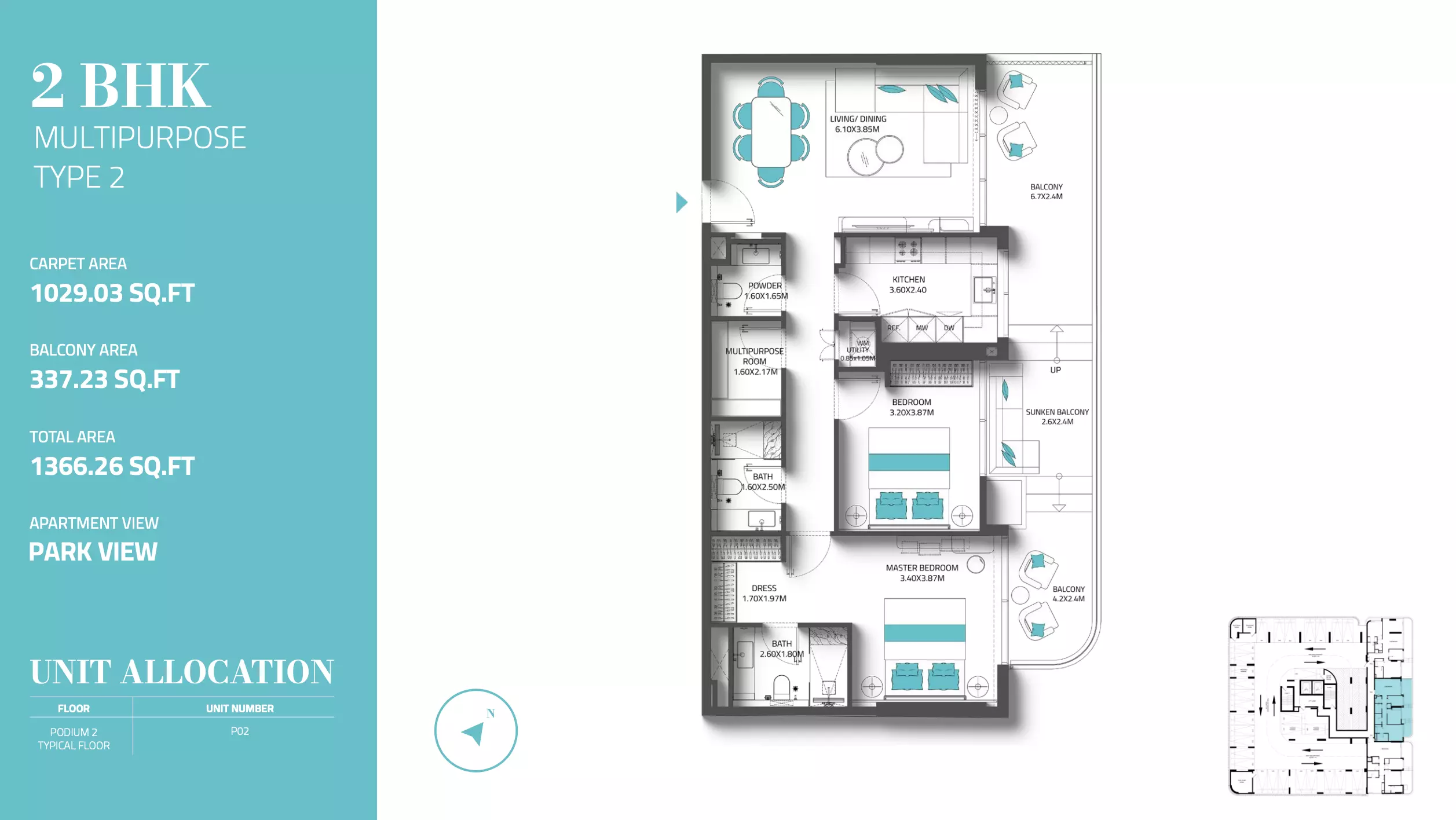 Reef 997 2 BR floor plan