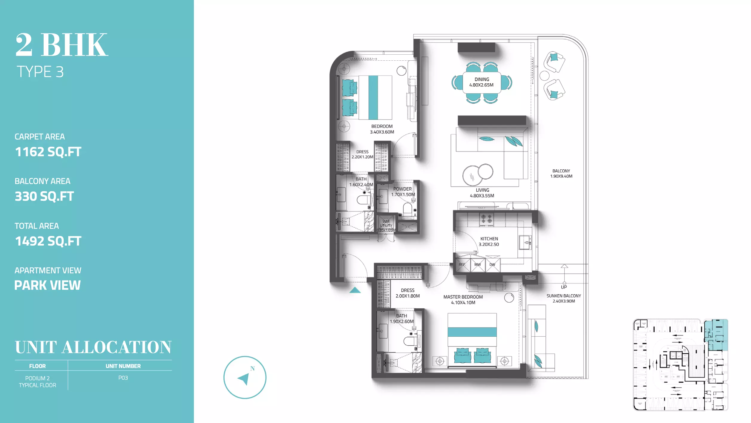 Reef 997 2 BR floor plan