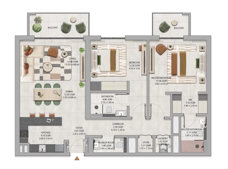 Rise by Athlon 2 Bedroom Type 3 floor plan