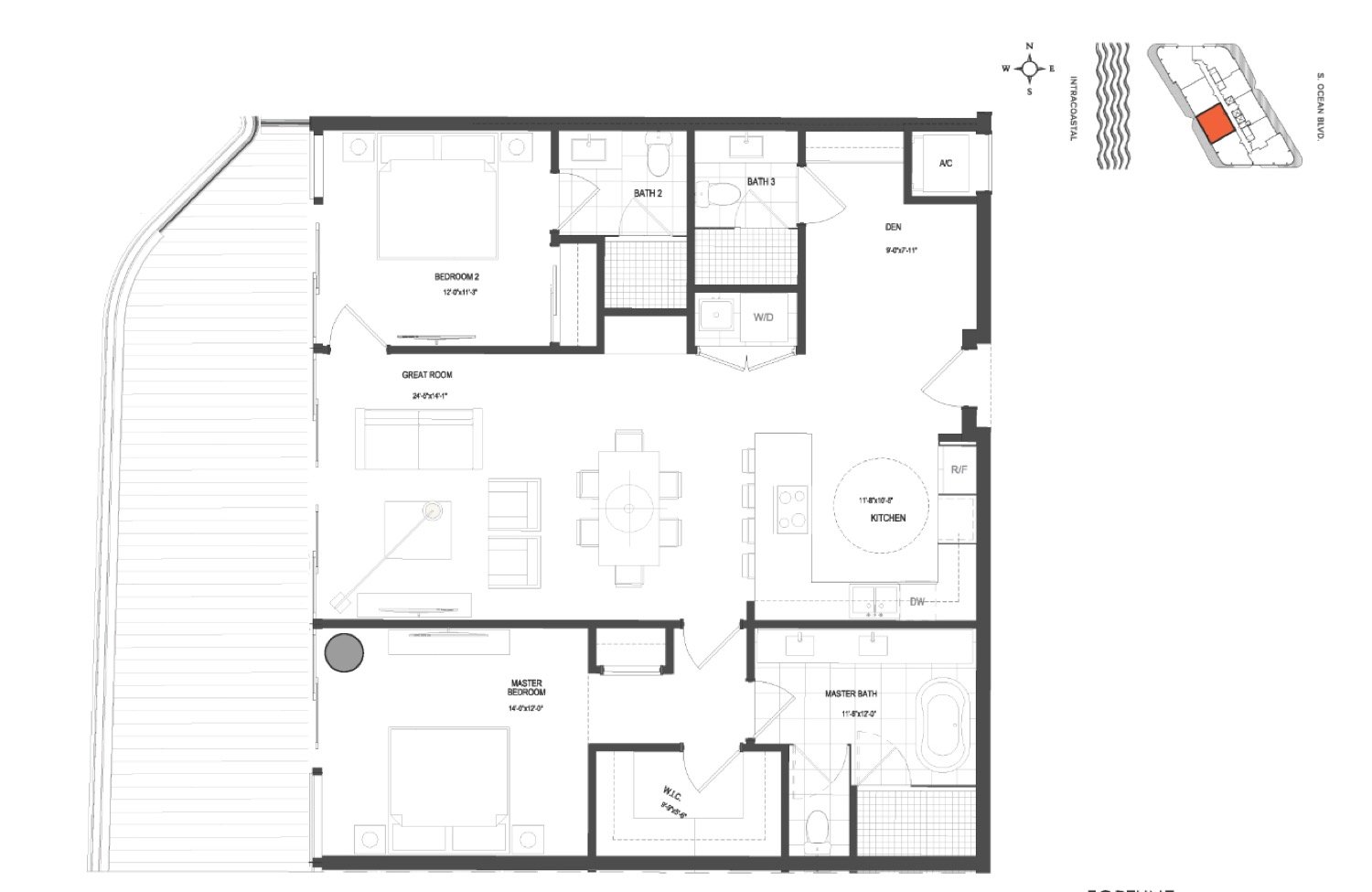 Ritz-Carlton Residences 2 BR Plus floor plan