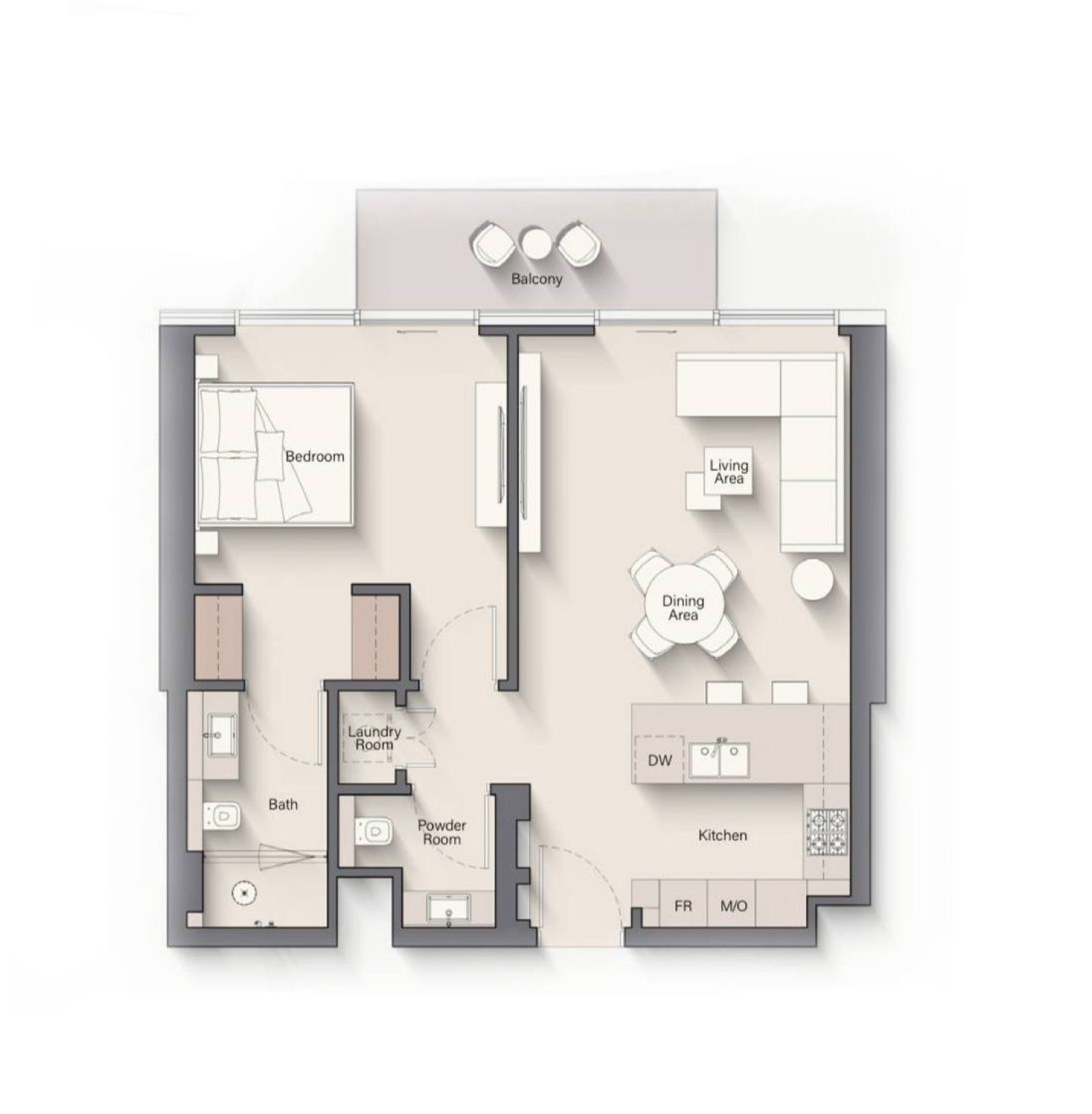 Riverton House 1 Bedroom Type A floor plan