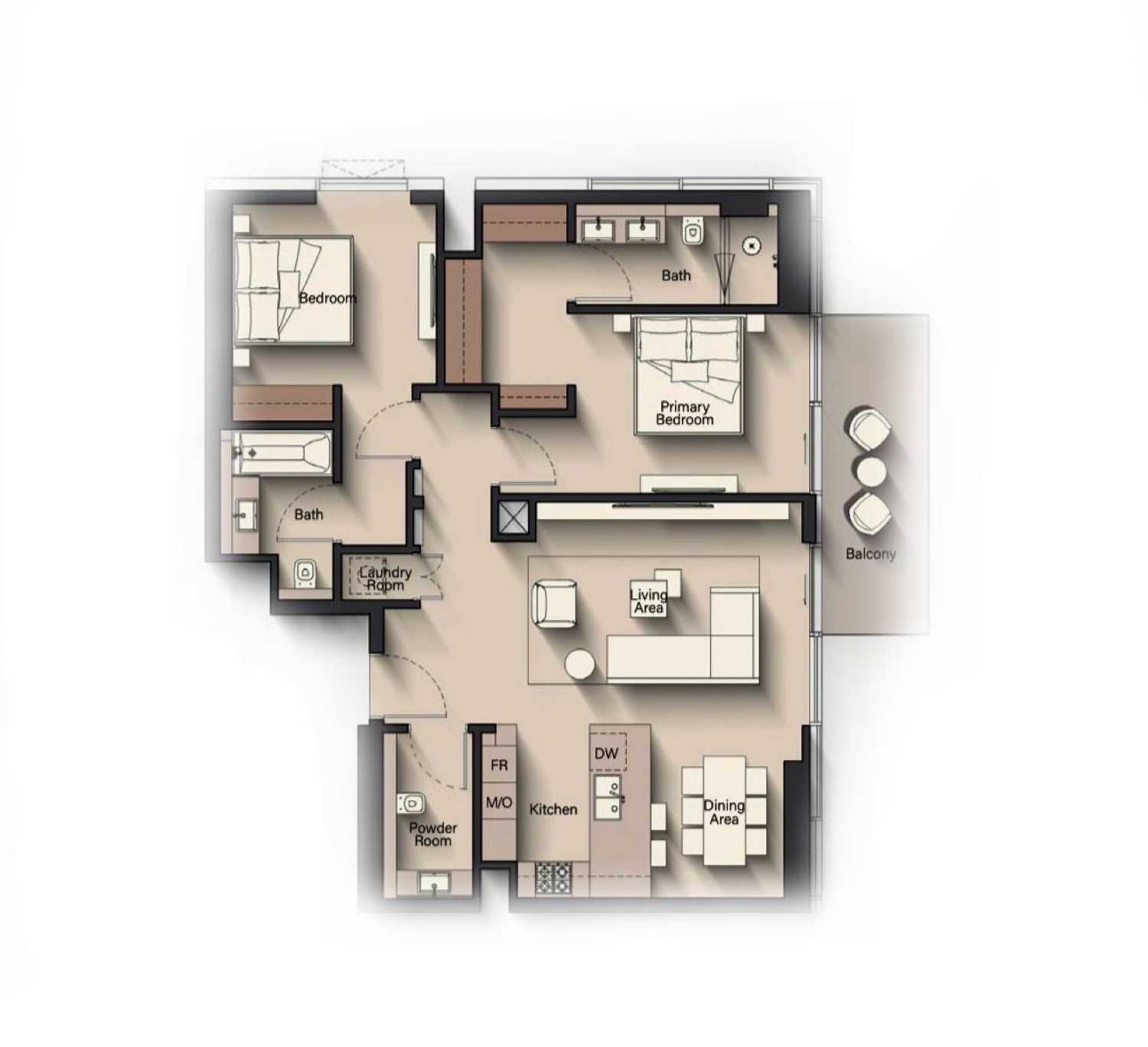 Riverton House 2 Bedroom Type A floor plan
