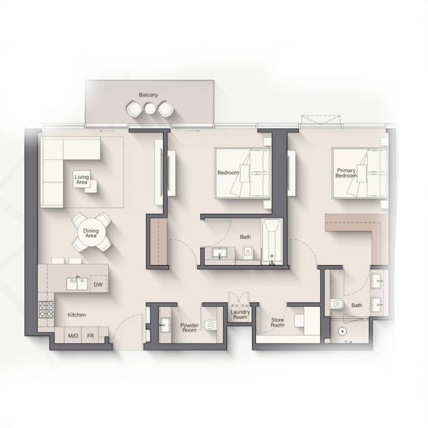 Riverton House 2 Bedroom Type C floor plan