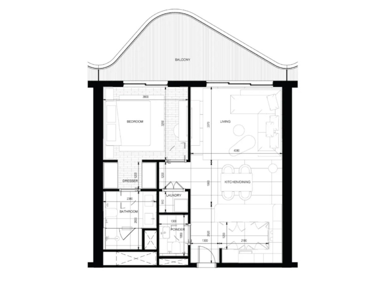 Rosso Bay Residences 1 Bedroom Type 1 floor plan