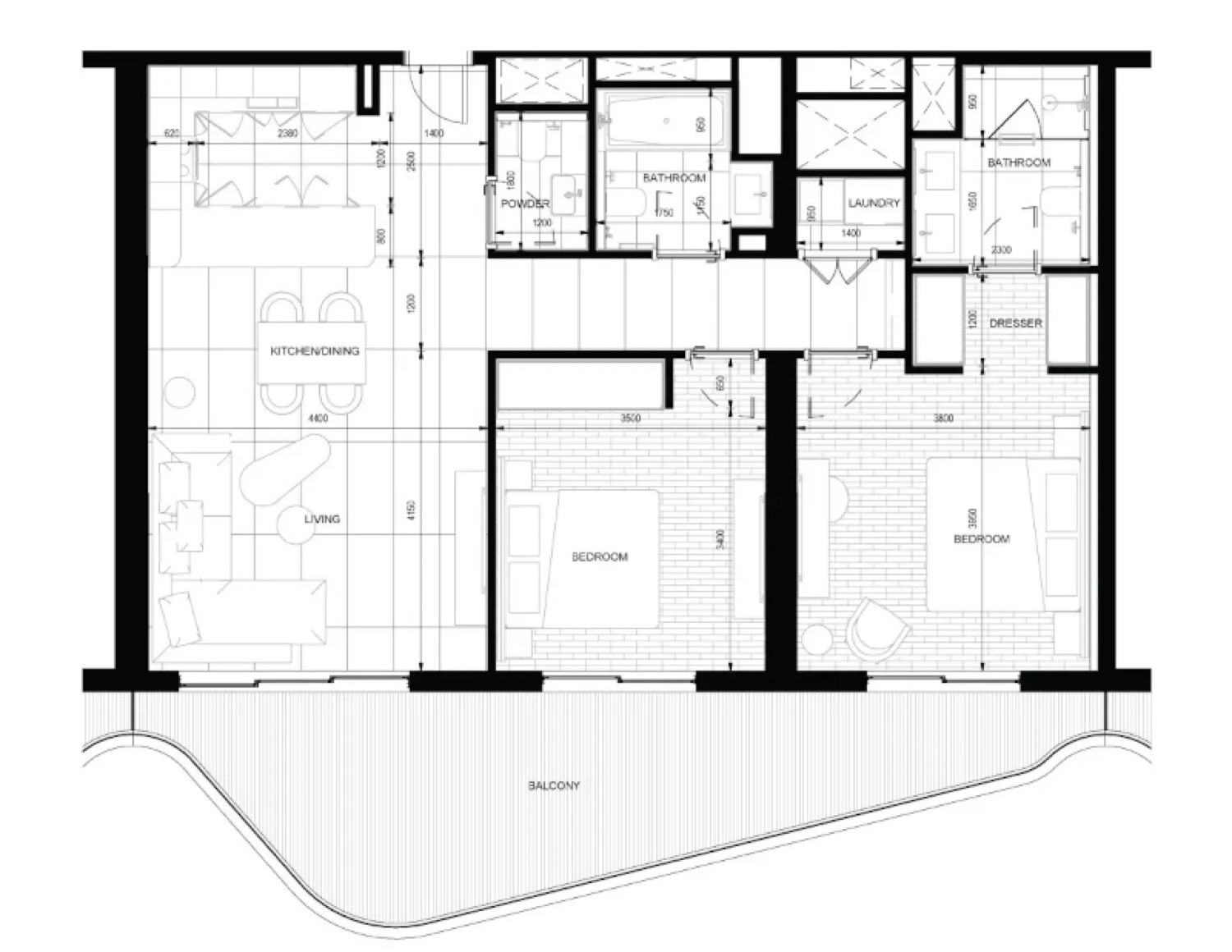 Rosso Bay Residences 2 Bedroom Type 1 floor plan