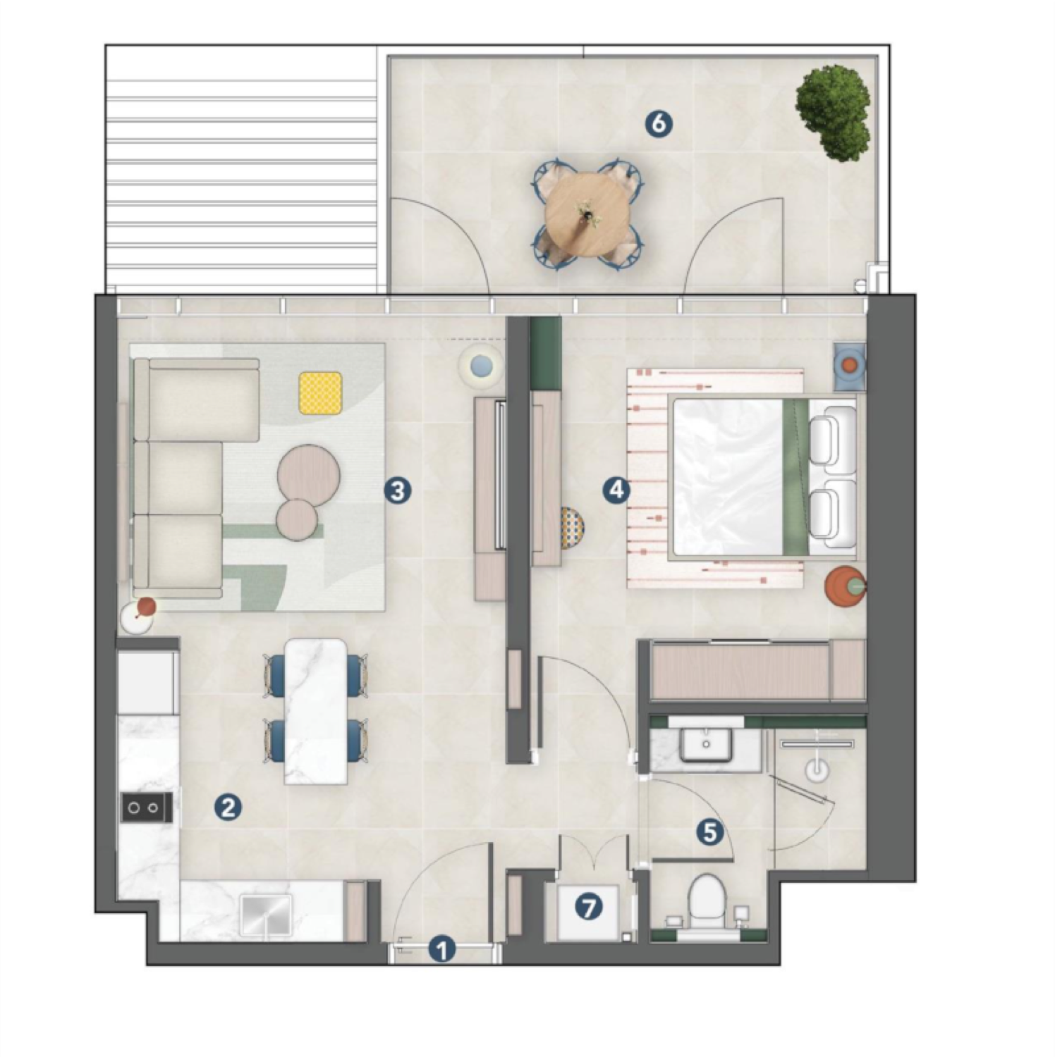 Rove Home Meydan 1 Bedroom Type 1 floor plan