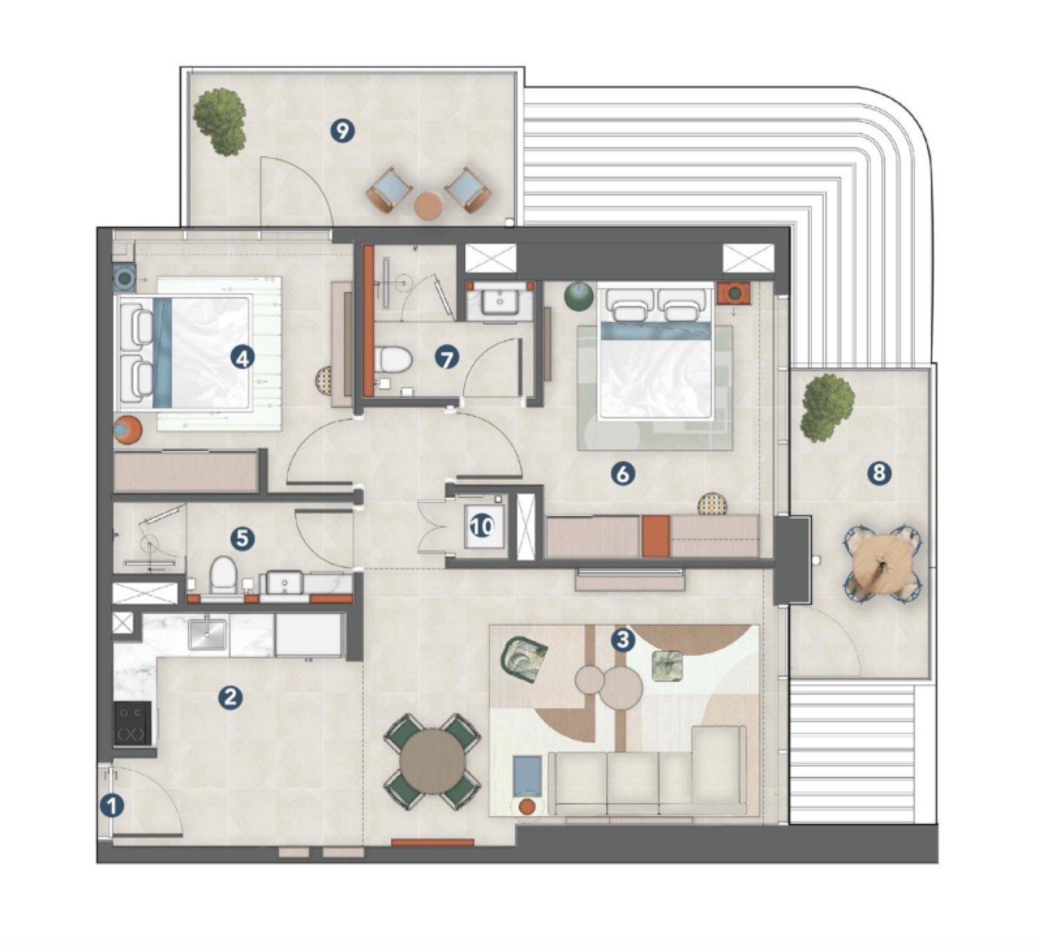 Rove Home Meydan 2 Bedroom Type 1 floor plan