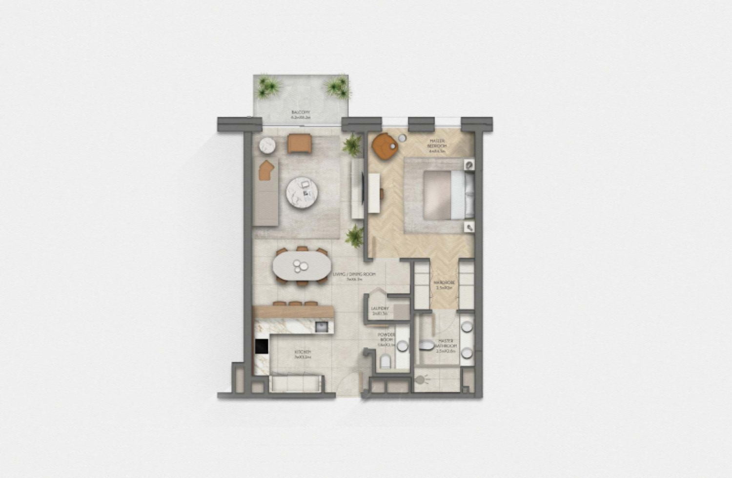 Sama Yas 1 Bedroom Type 1 floor plan