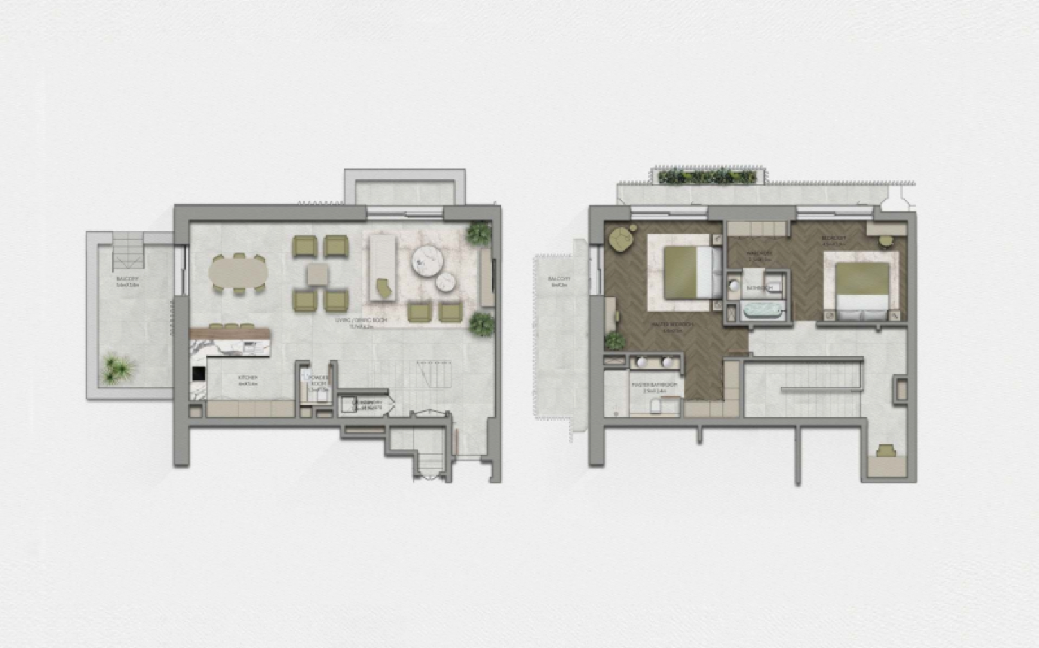 Sama Yas 2 Bedroom Duplex Type 1 floor plan