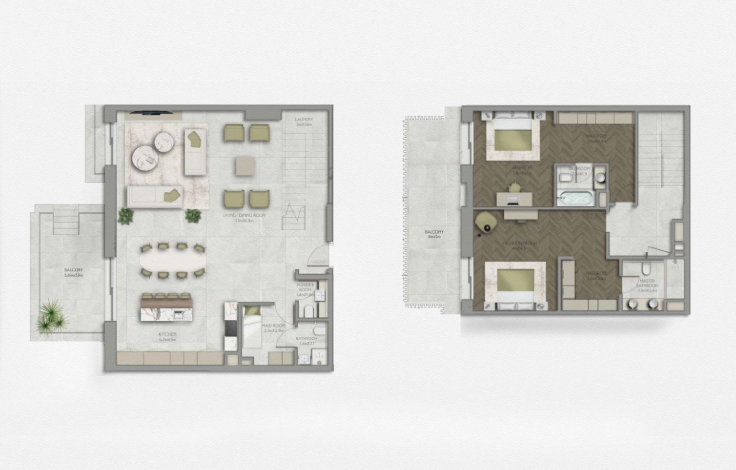 Sama Yas 2 Bedroom Duplex Type 2 floor plan