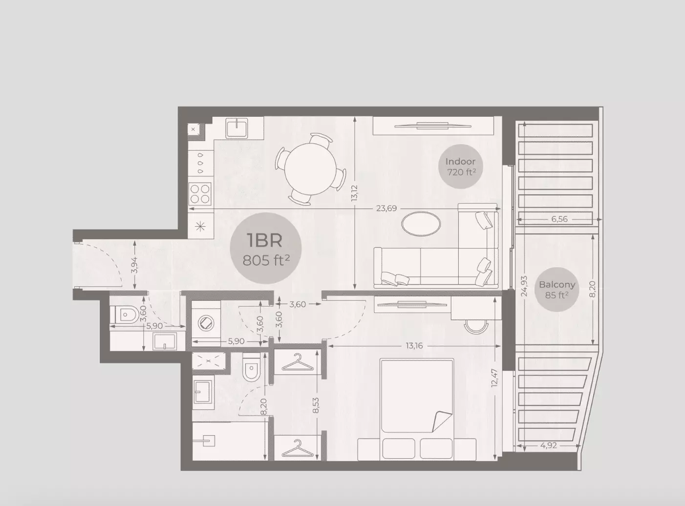 Sea Legend One 1 BR floor plan