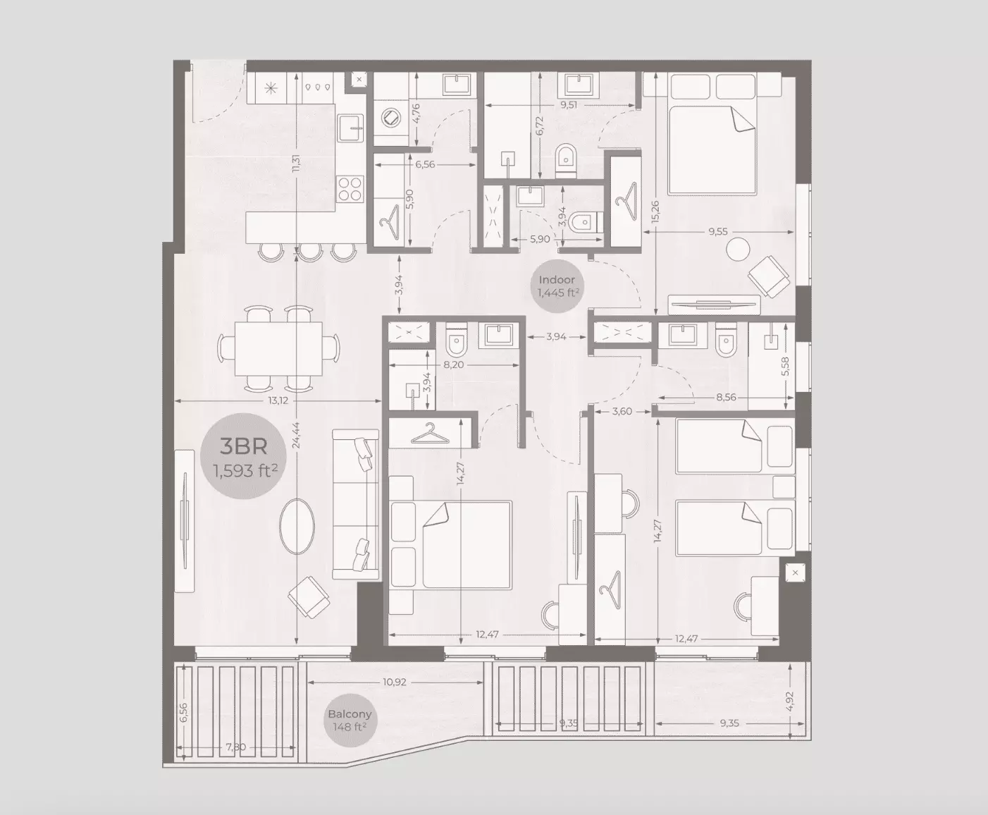 Sea Legend One 3 BR  floor plan