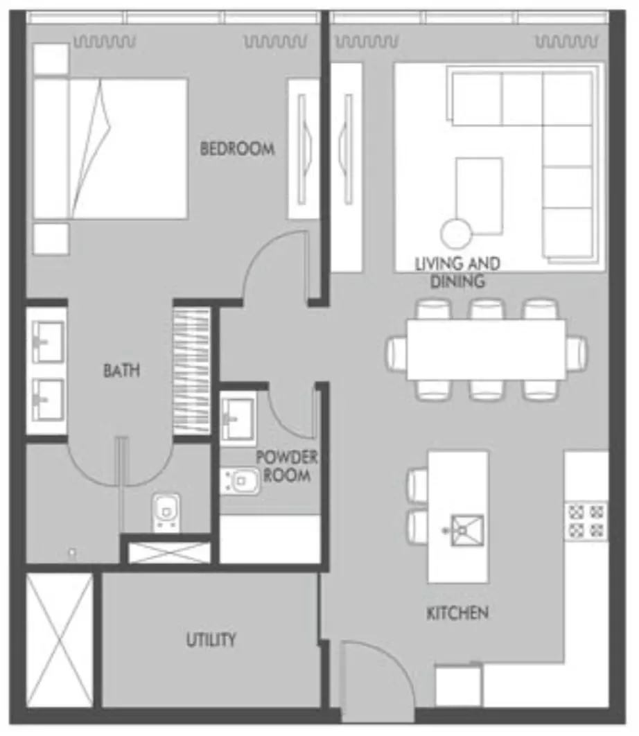 Seaside 1 BR floor plan
