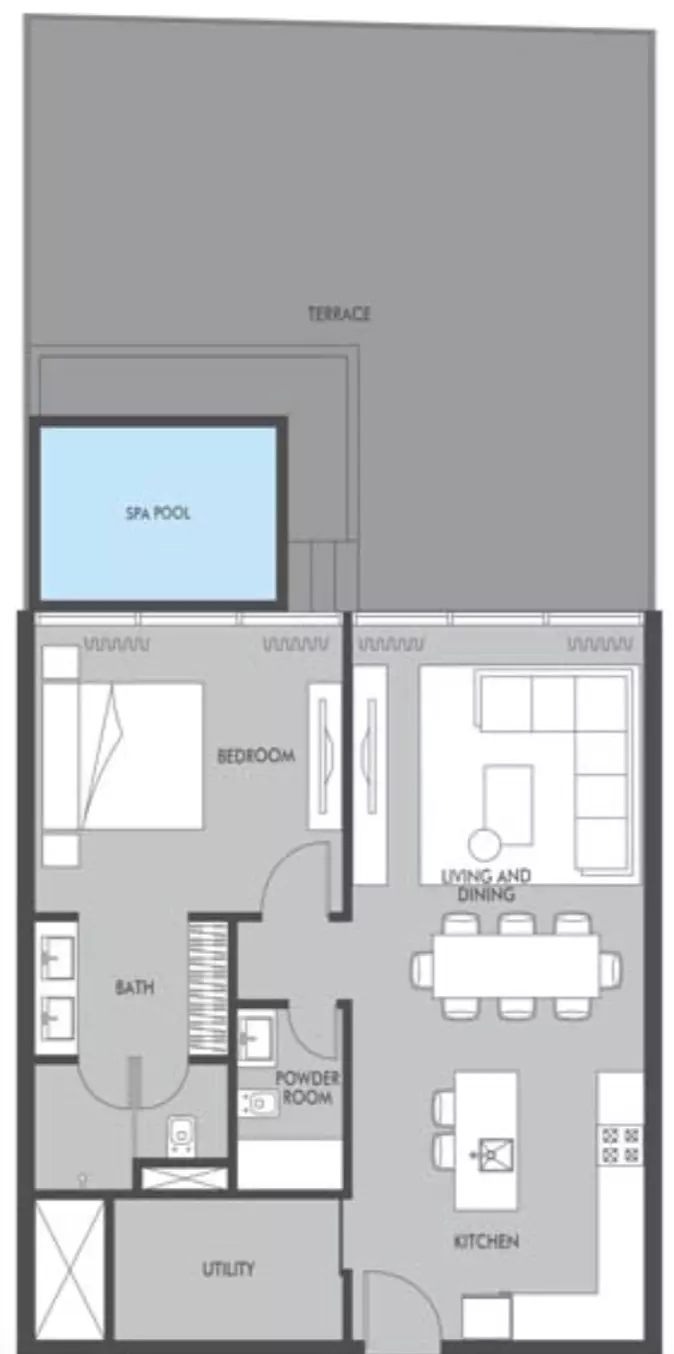 Seaside 1 BR floor plan