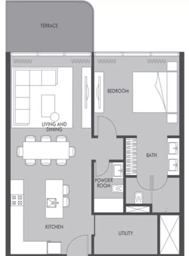 Seaside 1 BR floor plan