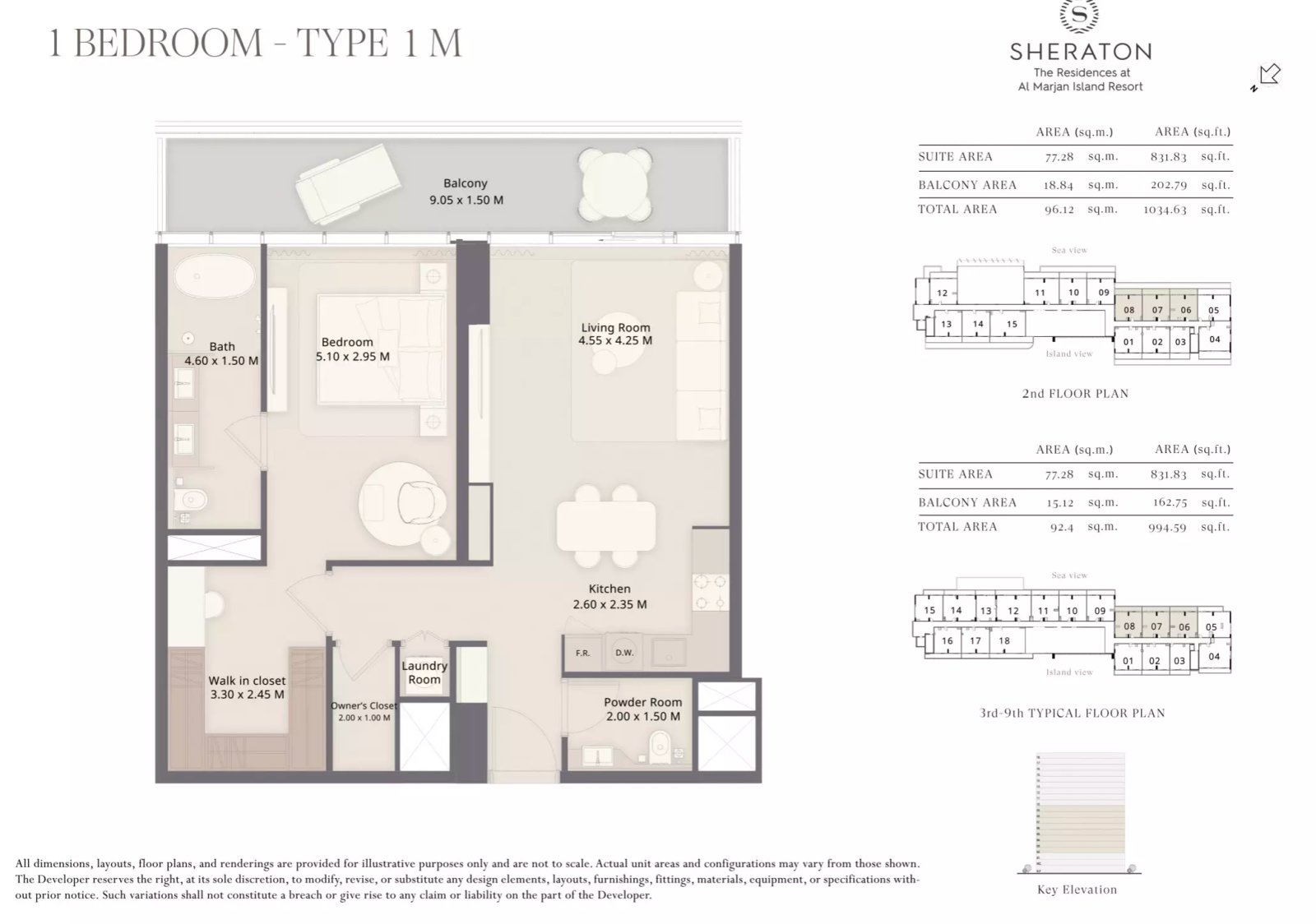 Sheraton Residences 1 BR floor plan