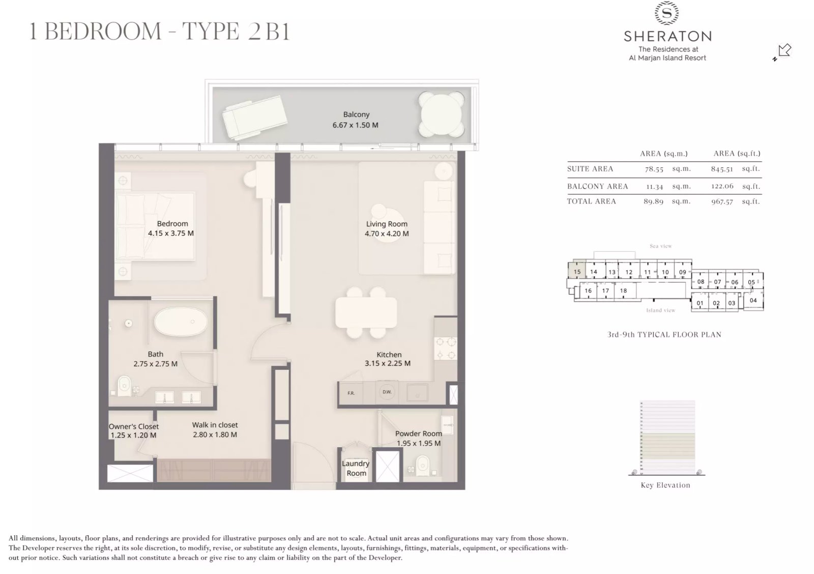 Sheraton Residences 1 BR floor plan