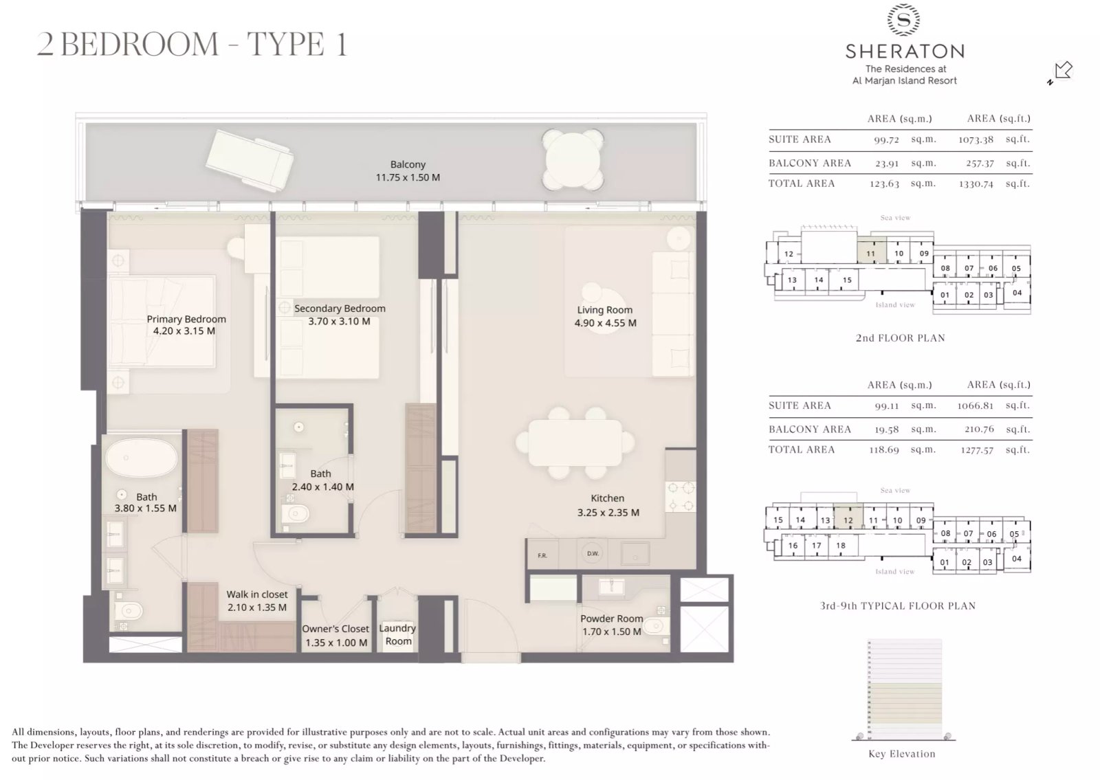 Sheraton Residences 2 BR floor plan