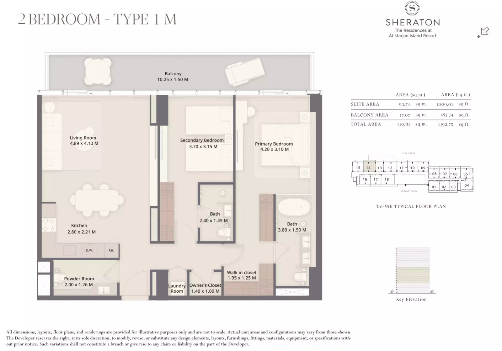 Sheraton Residences 2 BR floor plan