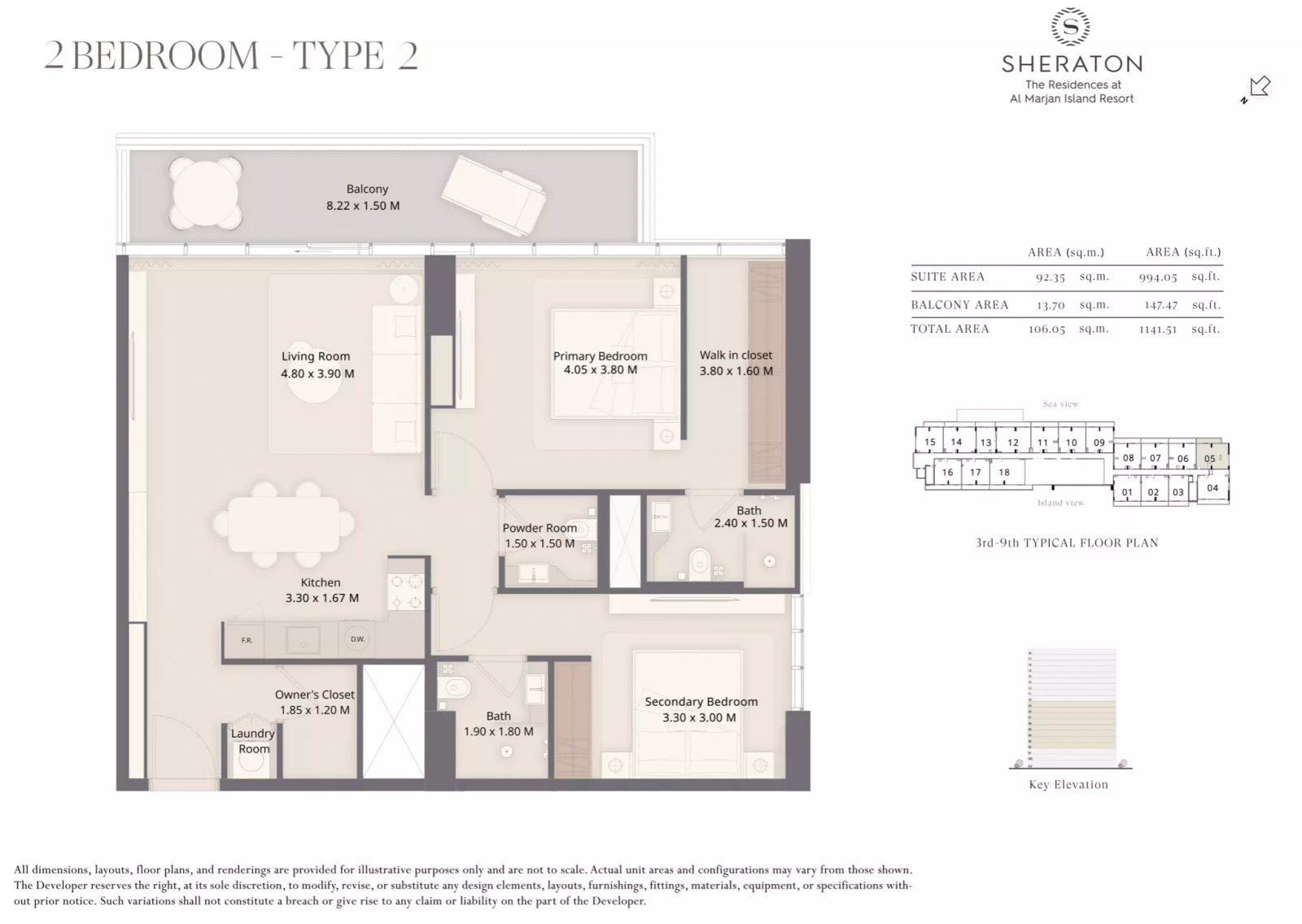 Sheraton Residences 2 BR floor plan