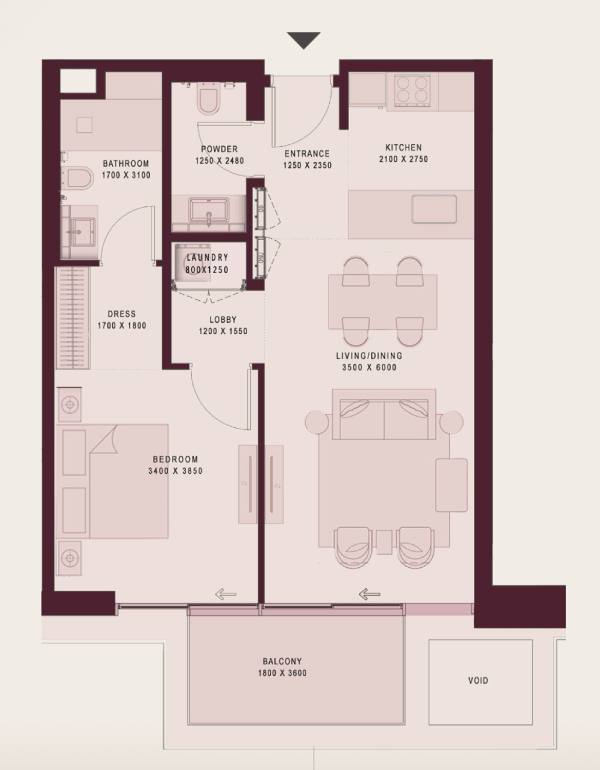 Shoaq 1BD - 04 floor plan