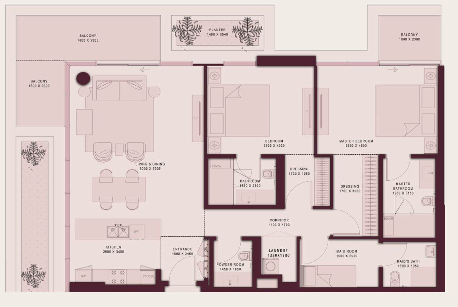 Shoaq 2BD - 02 floor plan
