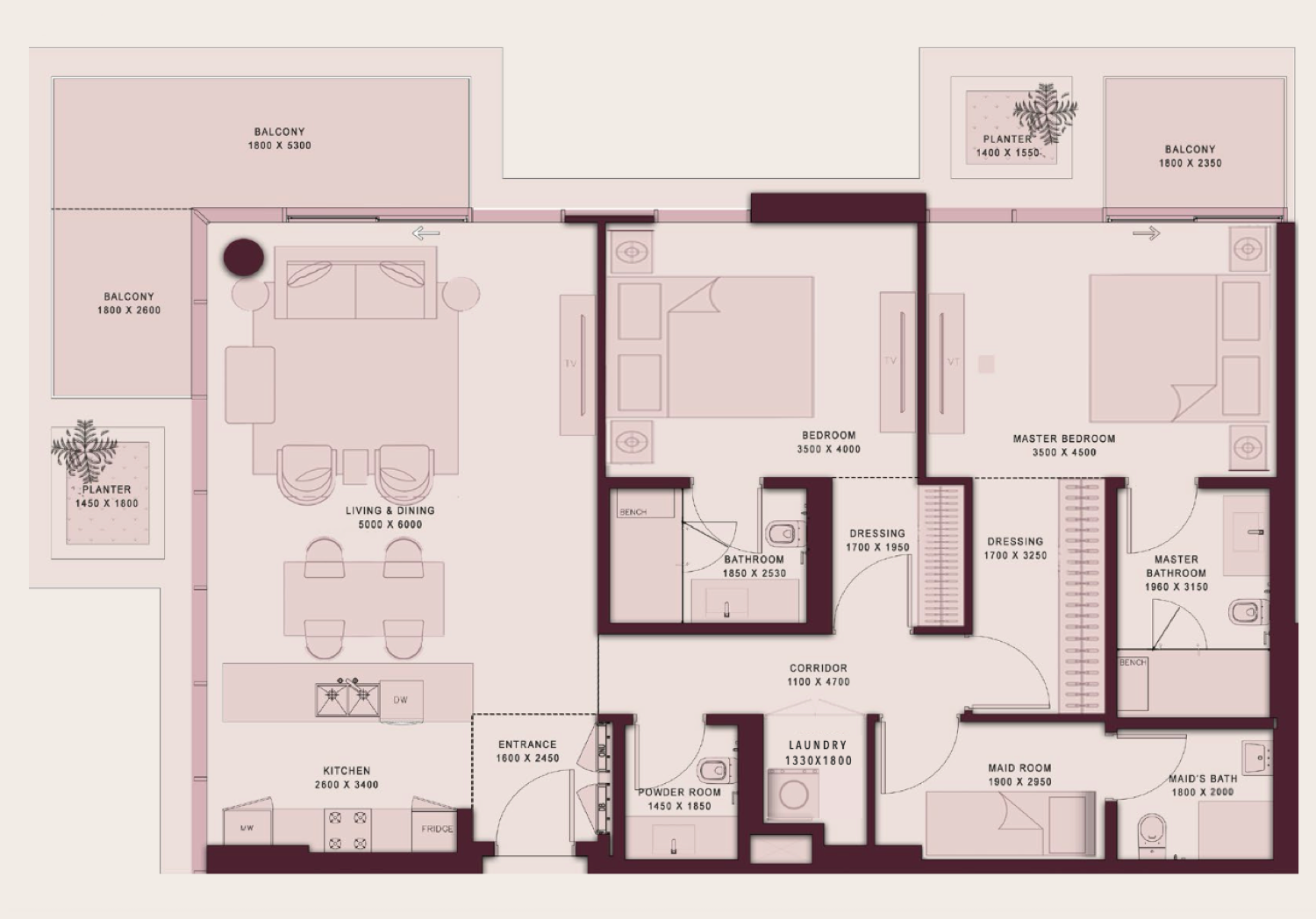 Shoaq 2BD - 04 floor plan