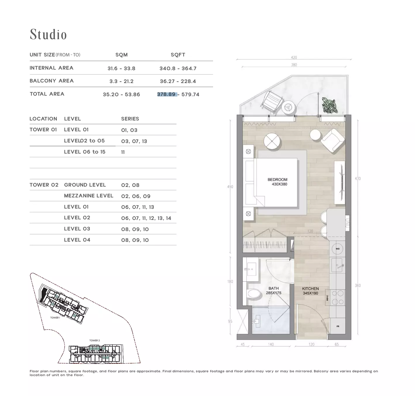 Skai Residences Studio floor plan