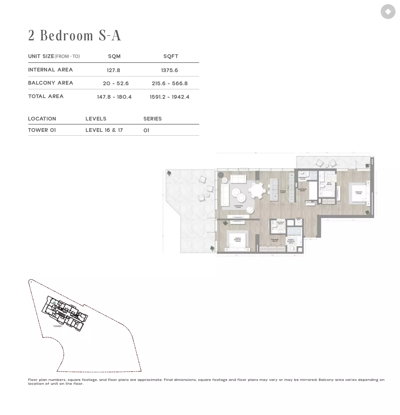 Skai Residences 2 BR floor plan