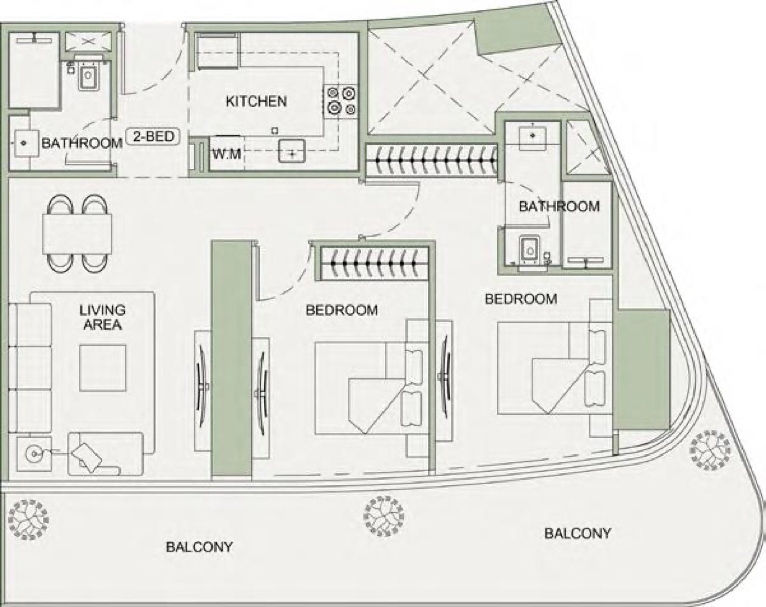 Sky Terraces 2 BR floor plan