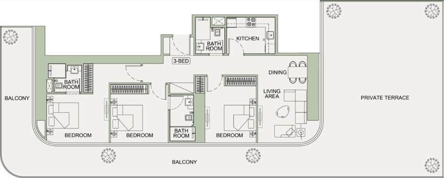 Sky Terraces 3 BR floor plan