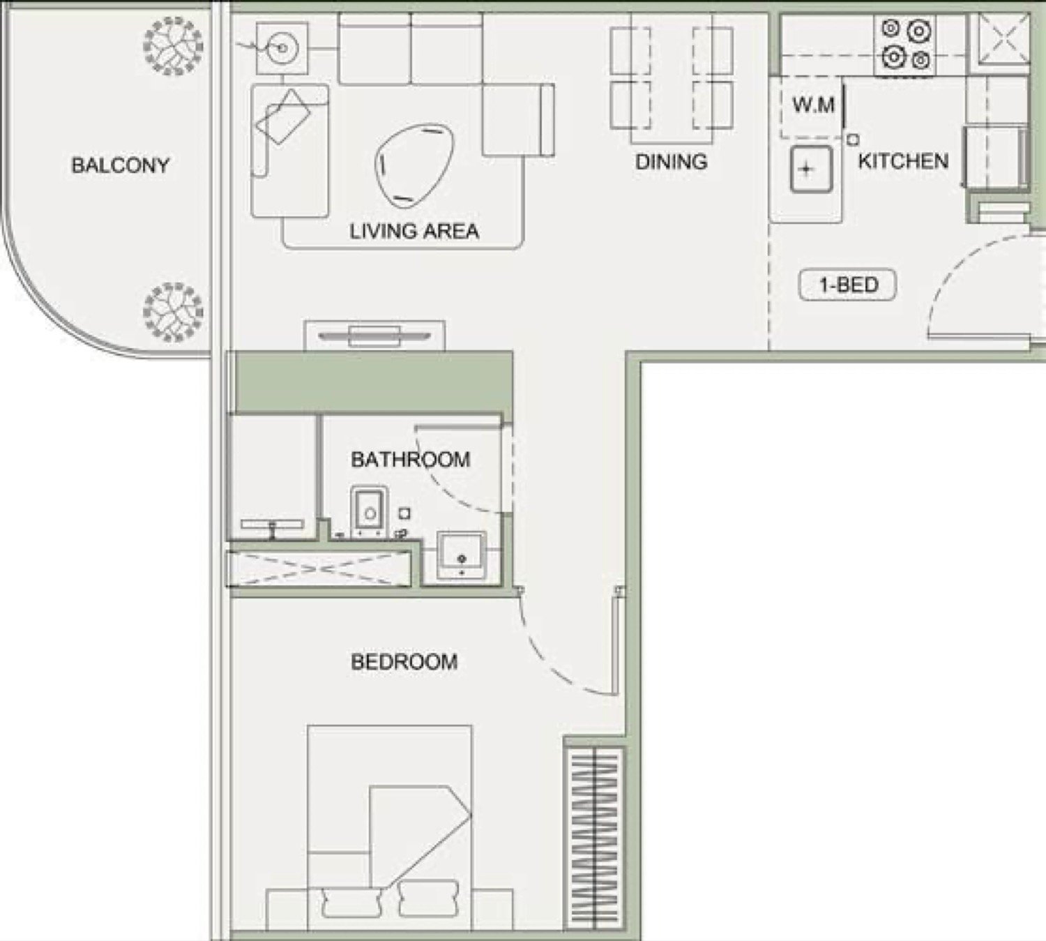 Sky Terraces 1 BR floor plan