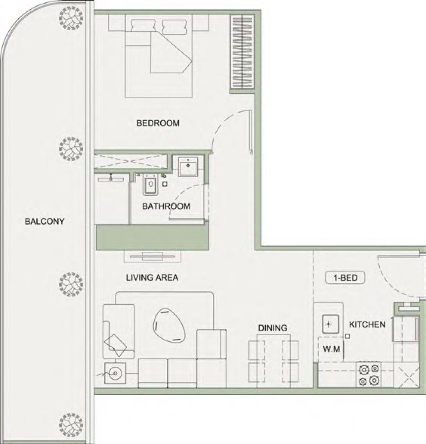 Sky Terraces 1 BR floor plan