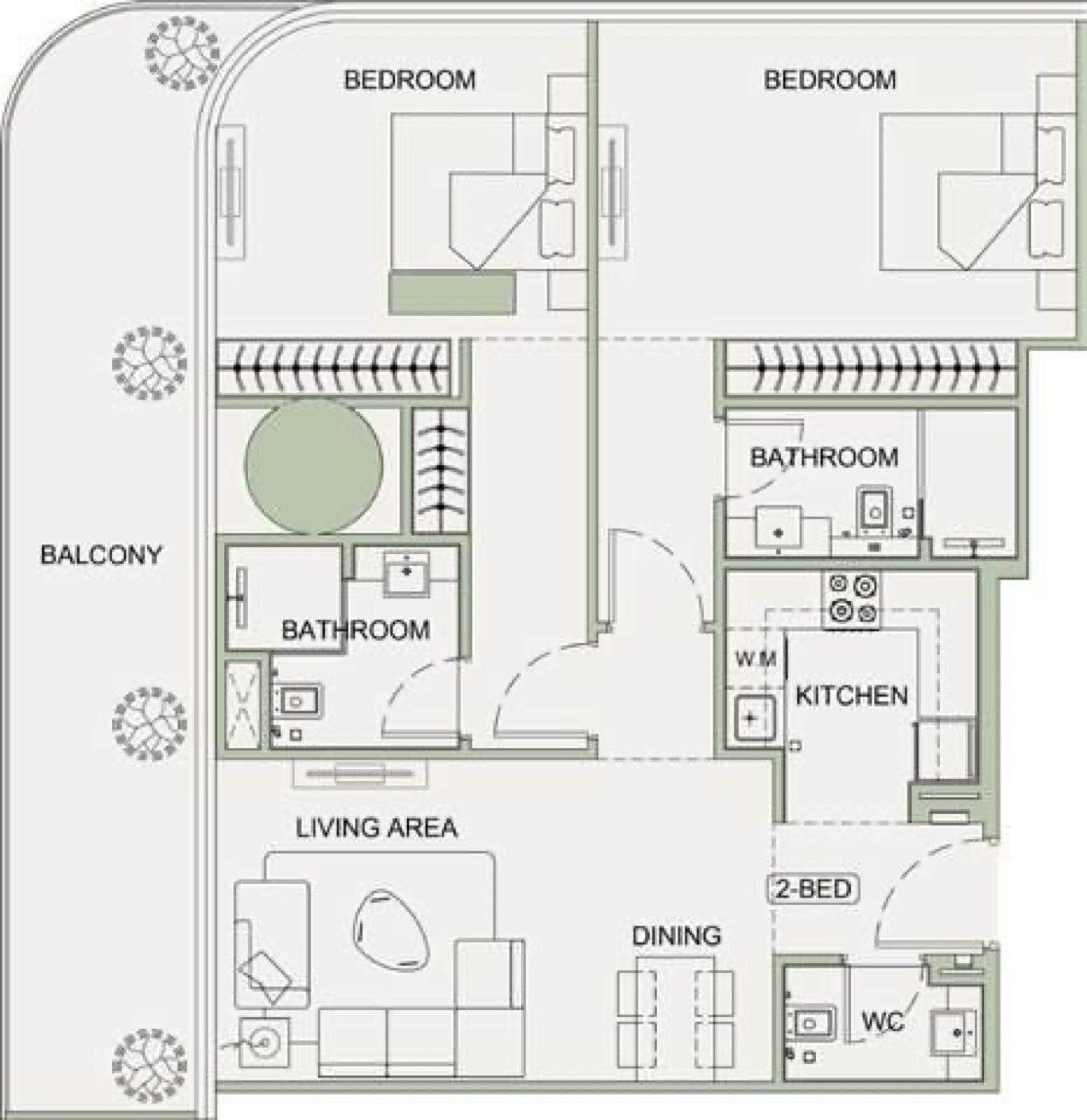 Sky Terraces 2 BR floor plan