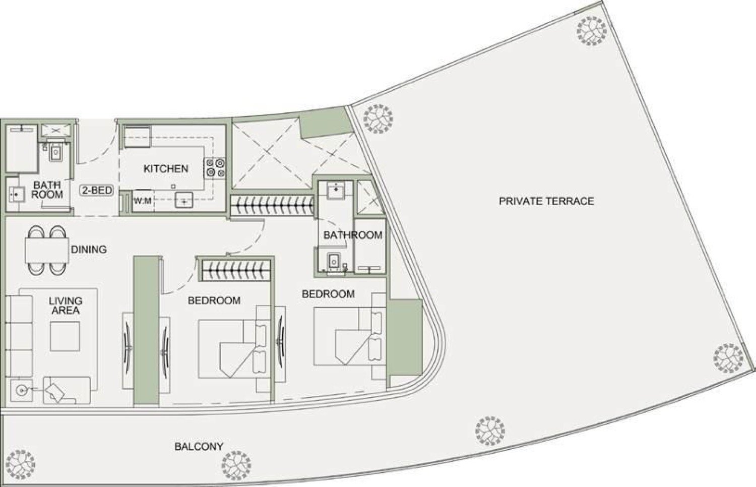 Sky Terraces 2 BR floor plan