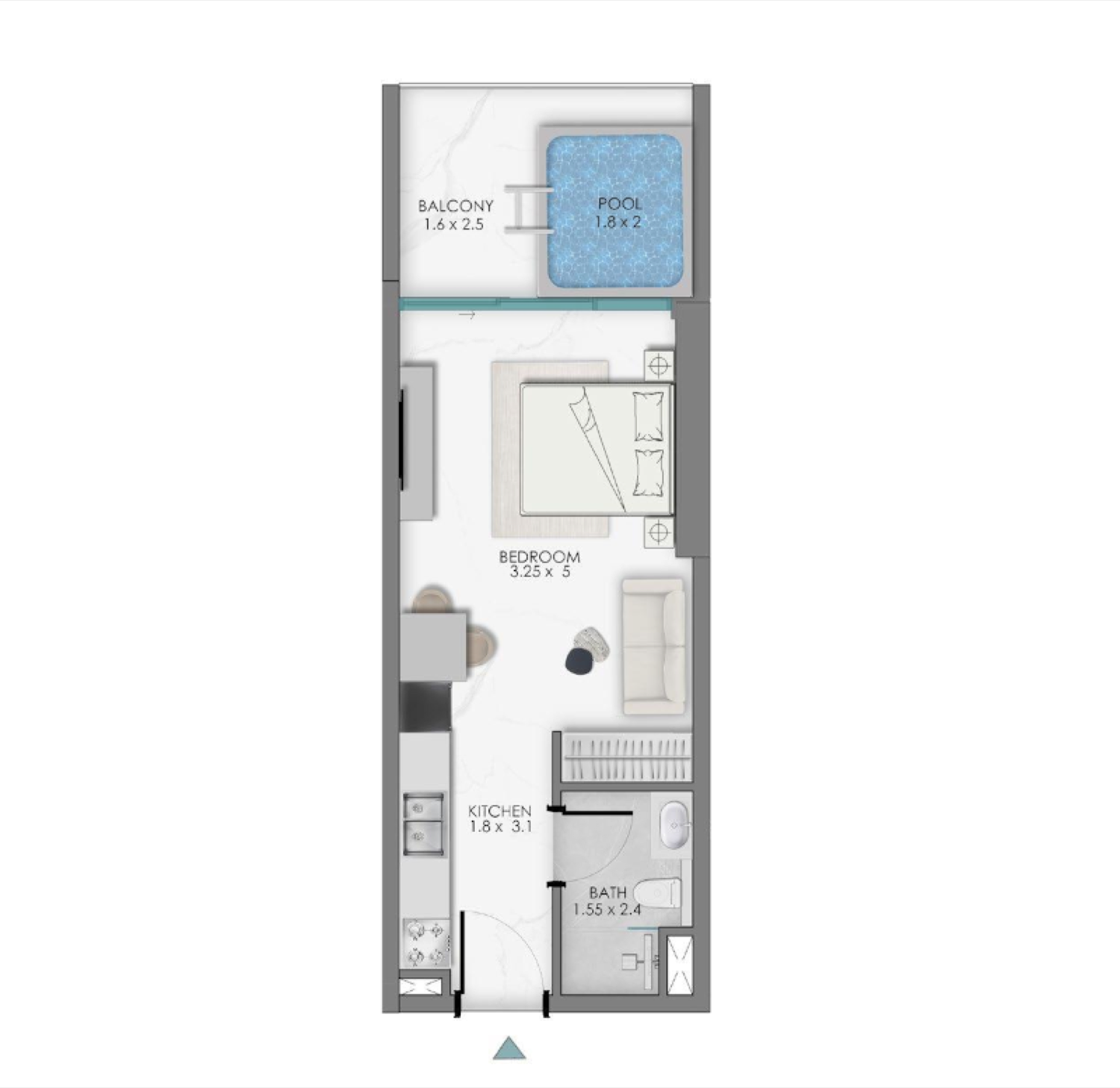 Sky Views Studio Type 1 floor plan