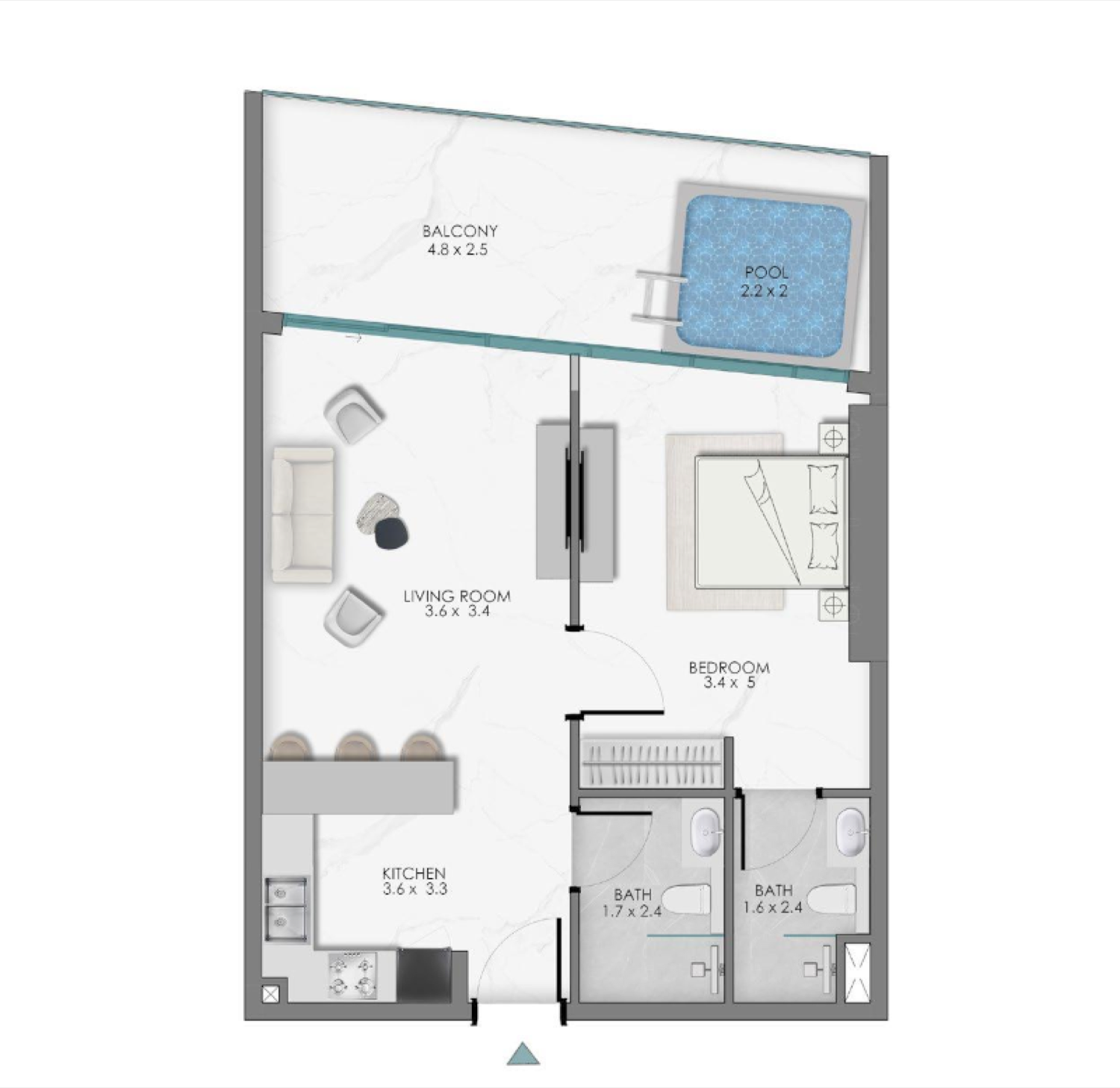 Sky Views 1 Bedroom Type 1 floor plan