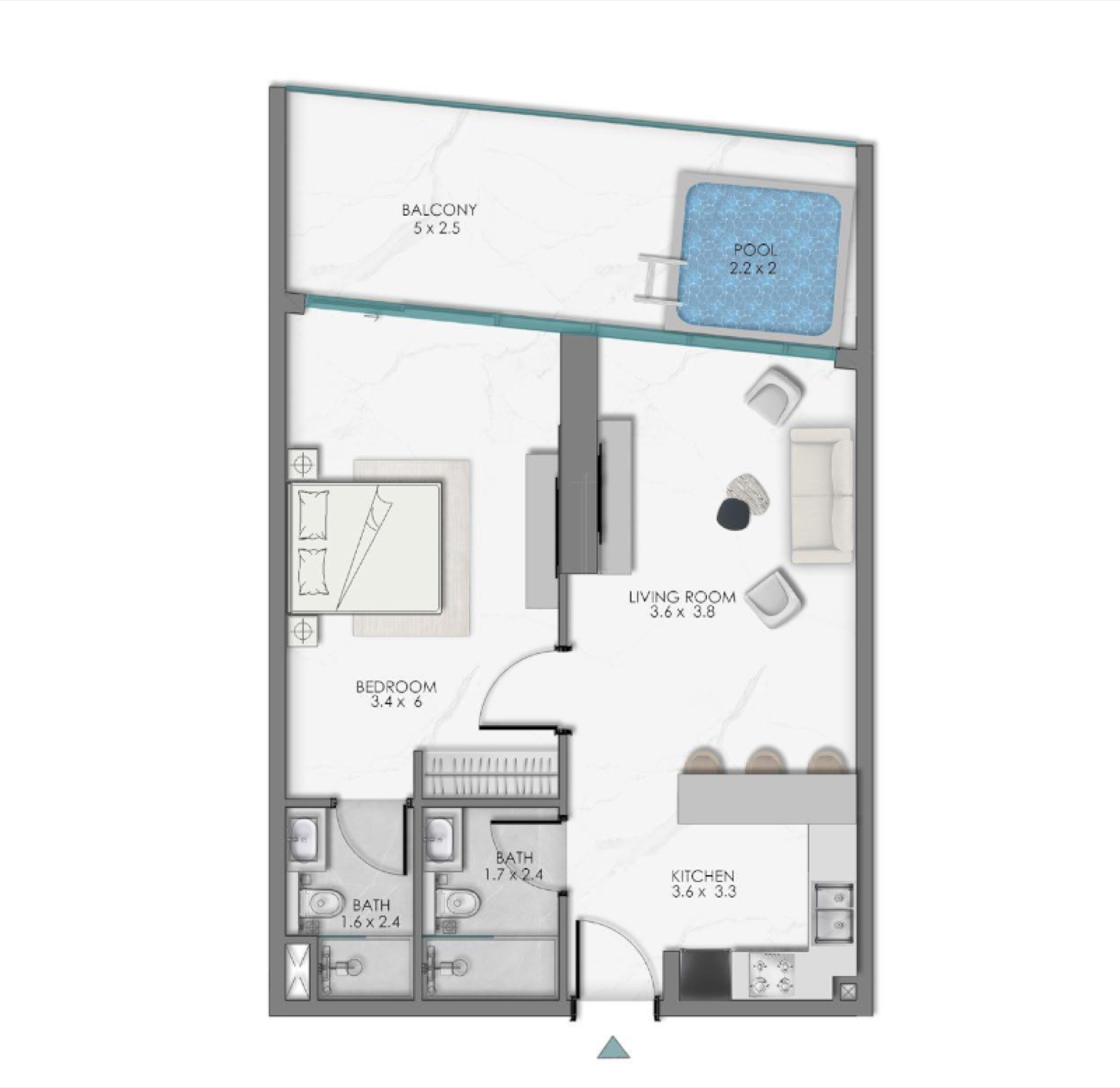 Sky Views 1 Bedroom Type 2 floor plan
