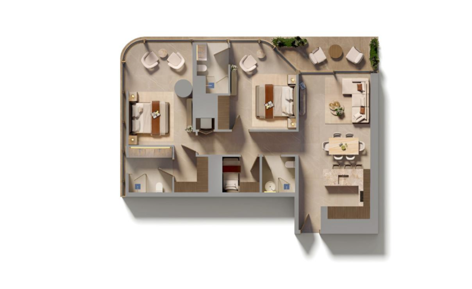 Sol Luxe  2 Bedroom Type 1 floor plan