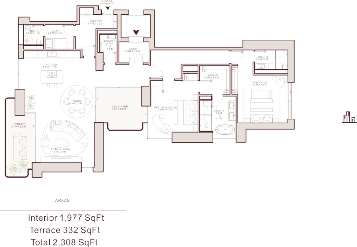 Solaya 2 Bedroom Type A floor plan