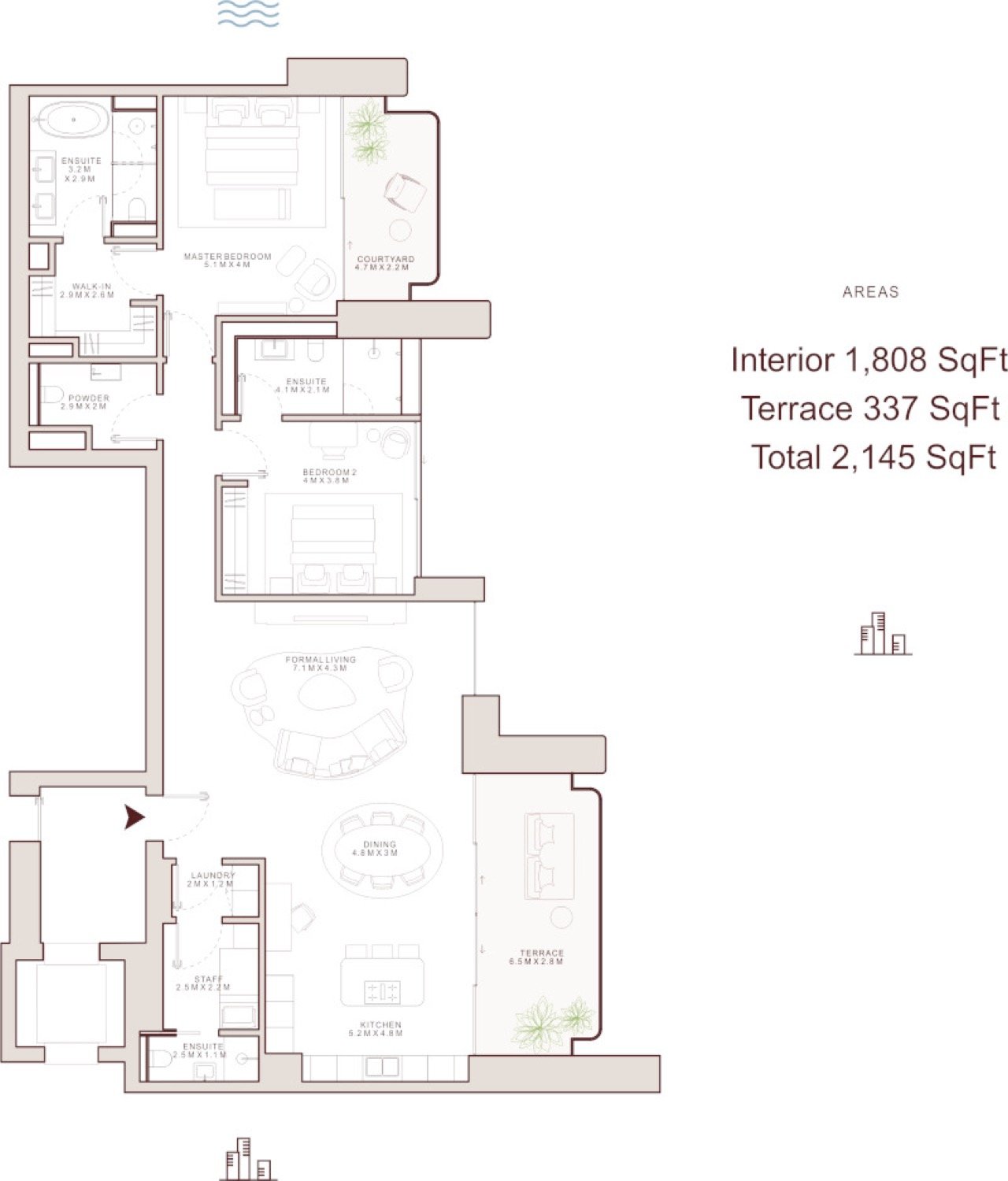 Solaya 2 Bedroom Type B floor plan