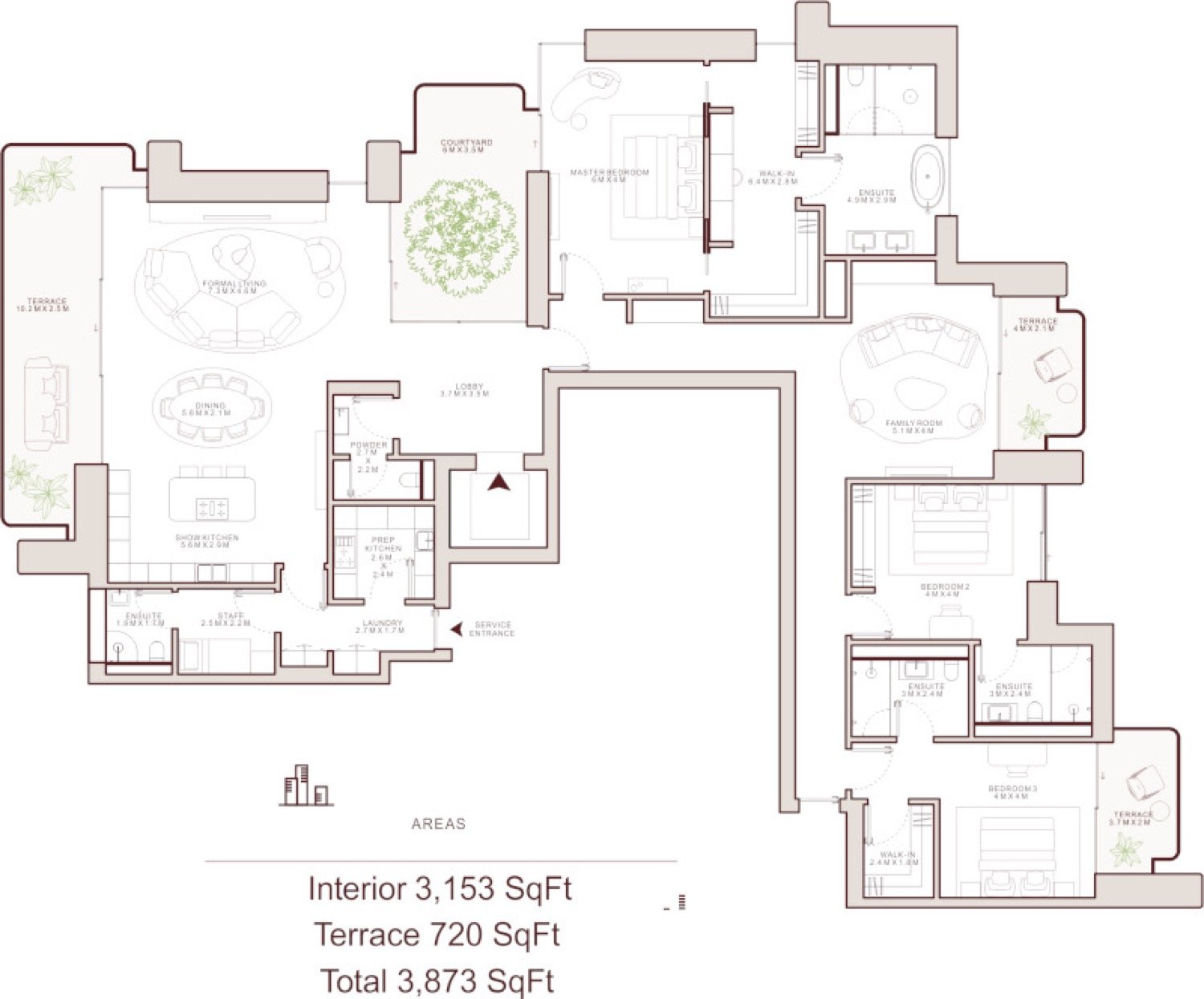 Solaya 3 Bedroom Type A floor plan