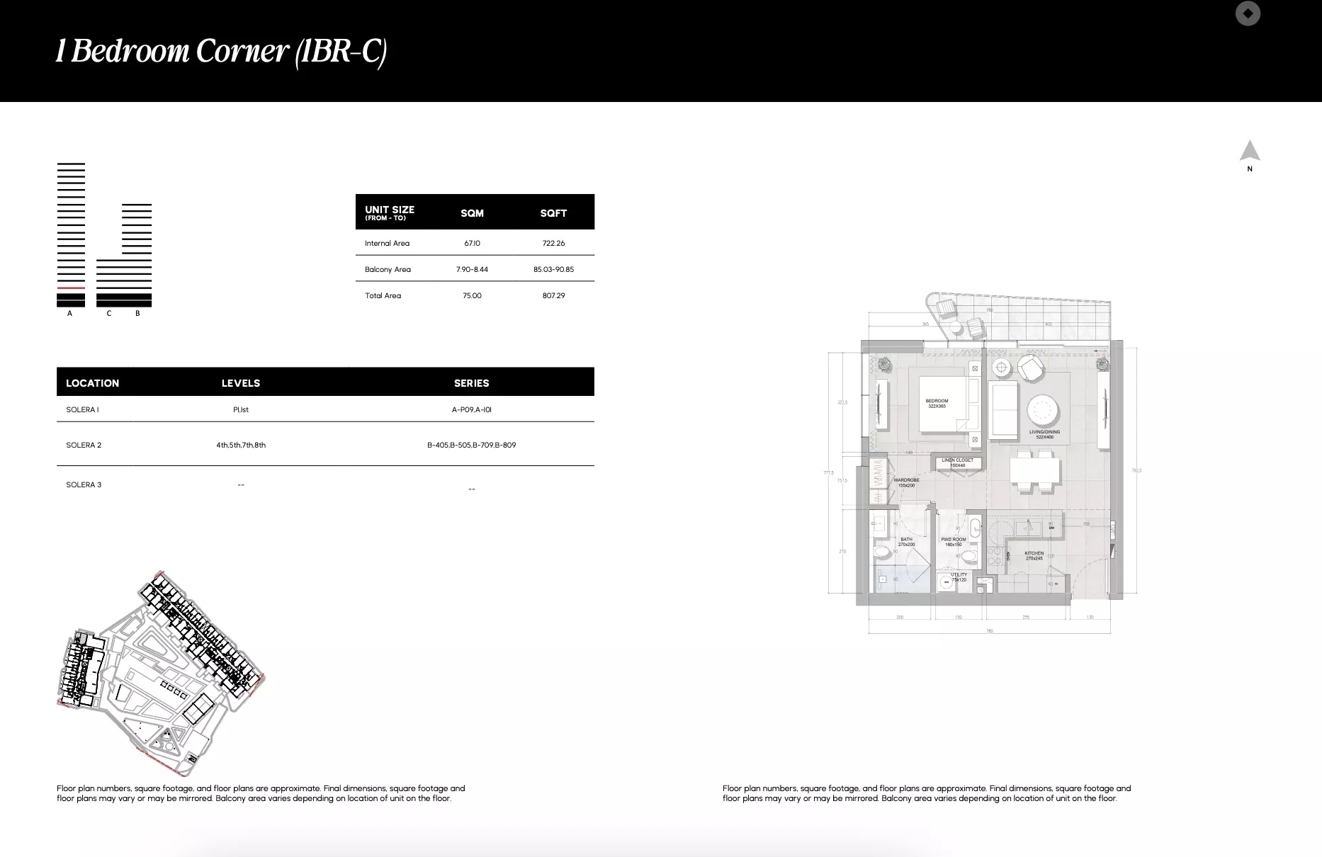 Solera 1 BR floor plan