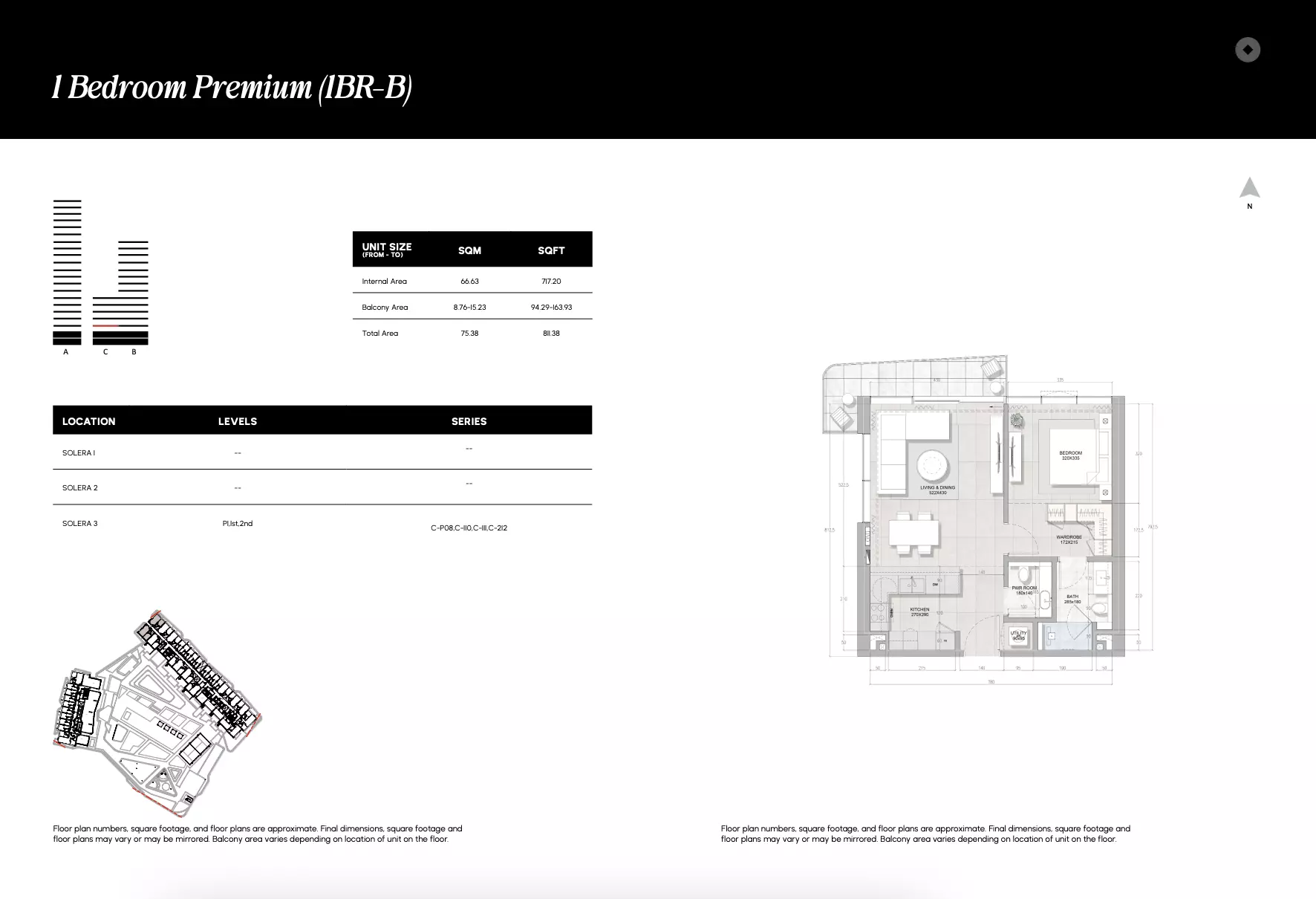 Solera 1 BR floor plan