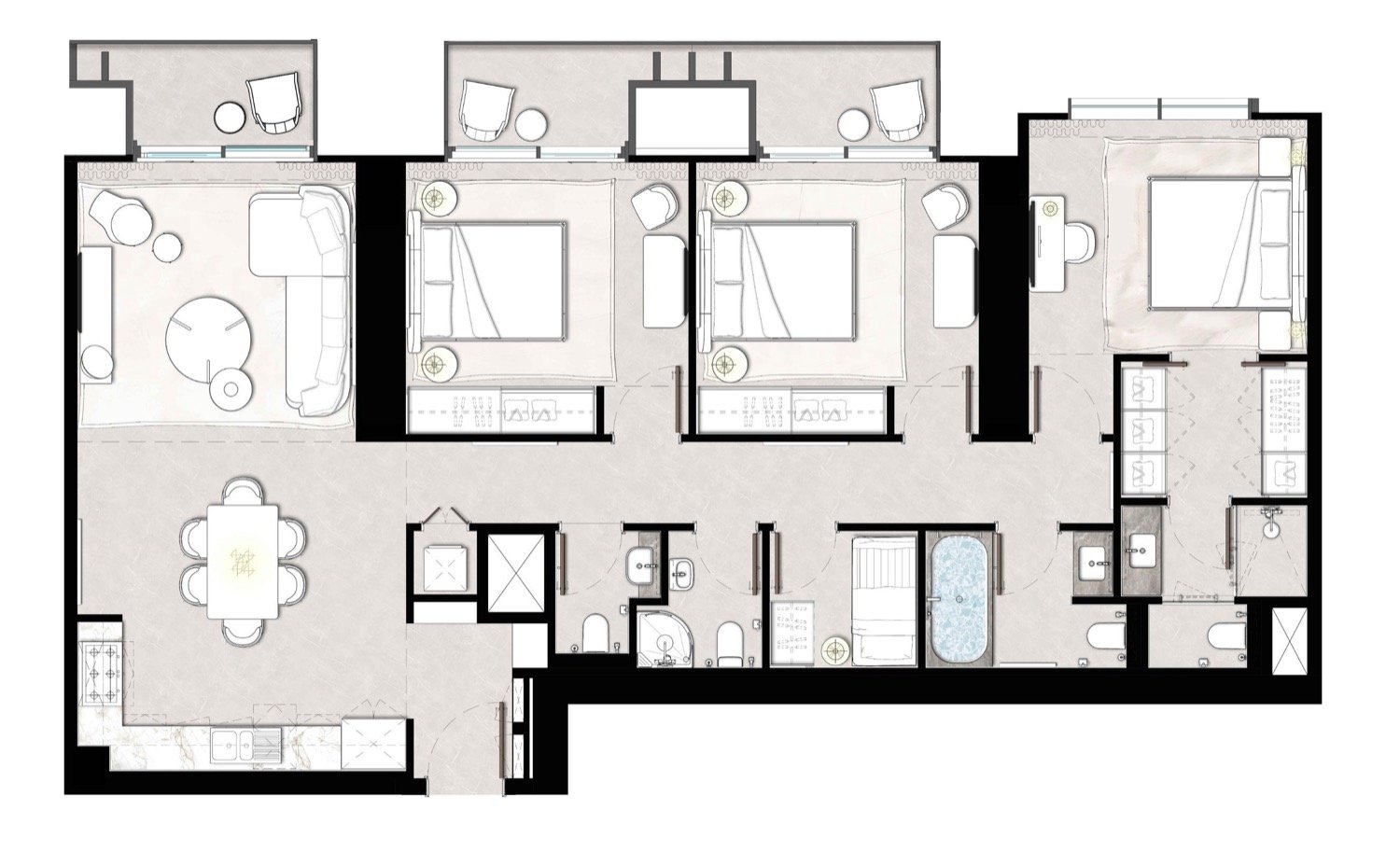 St. Regis Residences 3 BR floor plan